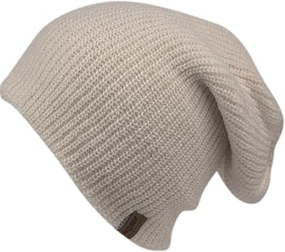 ANGELA & WILLIAM Menâ€™s Basic Reversible Slouch Beanie- Long Hipster Oversized Ribbed Knit Winter Skull Hat (Beige)