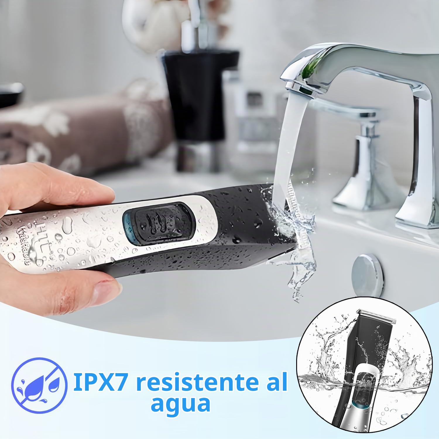 HTC Cortapelos y recortadora de barba para hombre, kit de corte de pelo eléctrico profesional todo en uno, totalmente lavable, con cable e inalámbrico, con recortadora para el cuidado del cabello y el