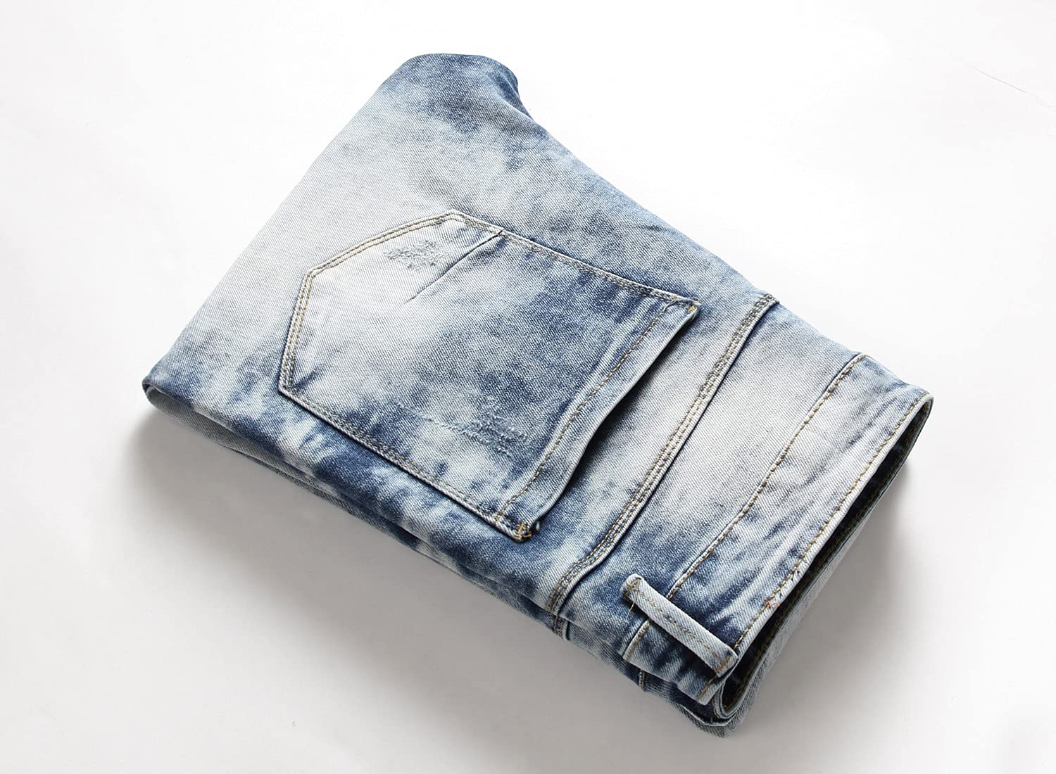 WQZYY&ASDCD Jeans Pantalon Herren Ripped Street Hip Hop Punk Stretch Bike Jeans Trendy Holes Straight Denim Hose