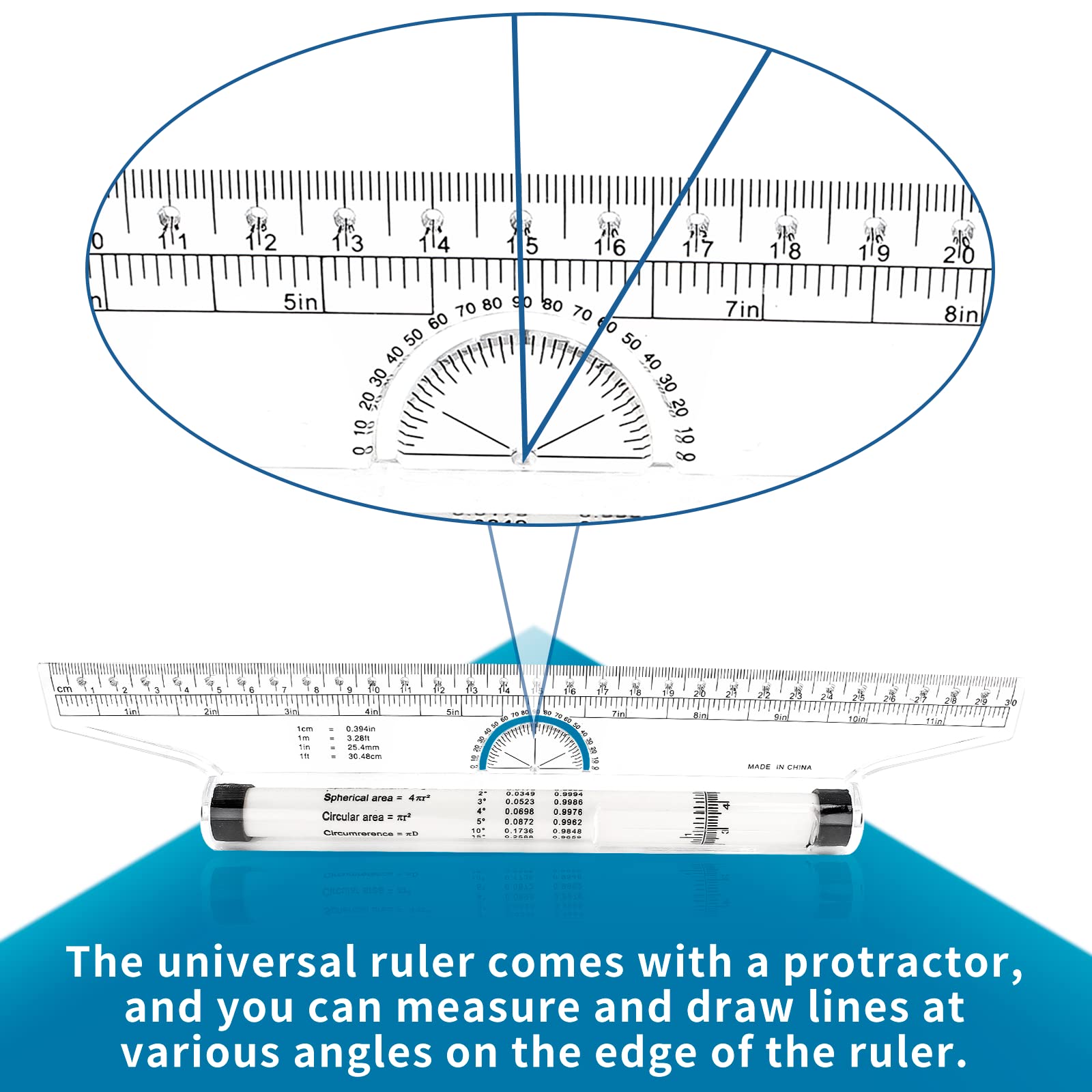 Automatic Ruler Names Multifunctional Geometric Ruler 5-Piece Rolling Ruler Set ...