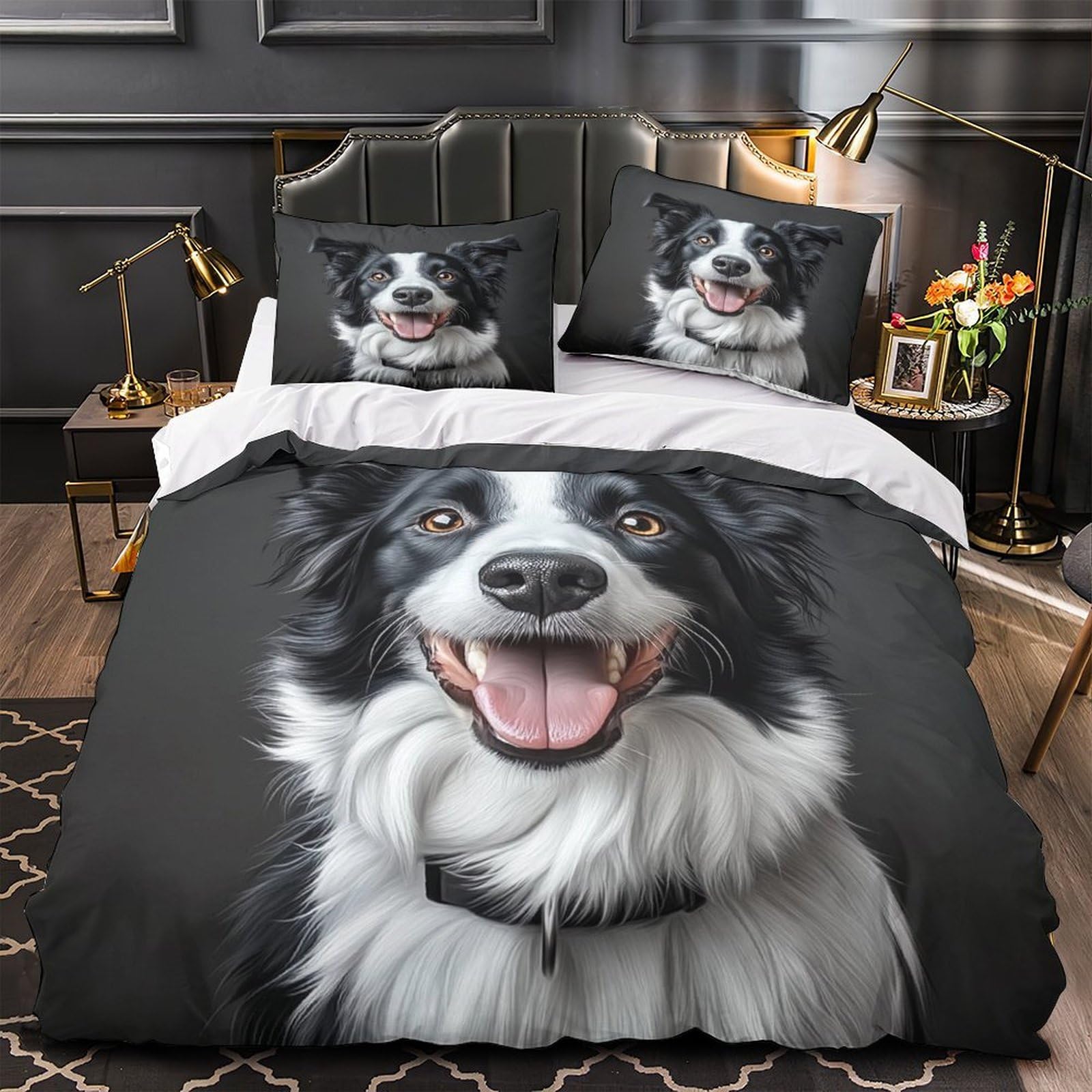 Parure de Lit Chien Heureux pour Chambre d'Ado Microfibre