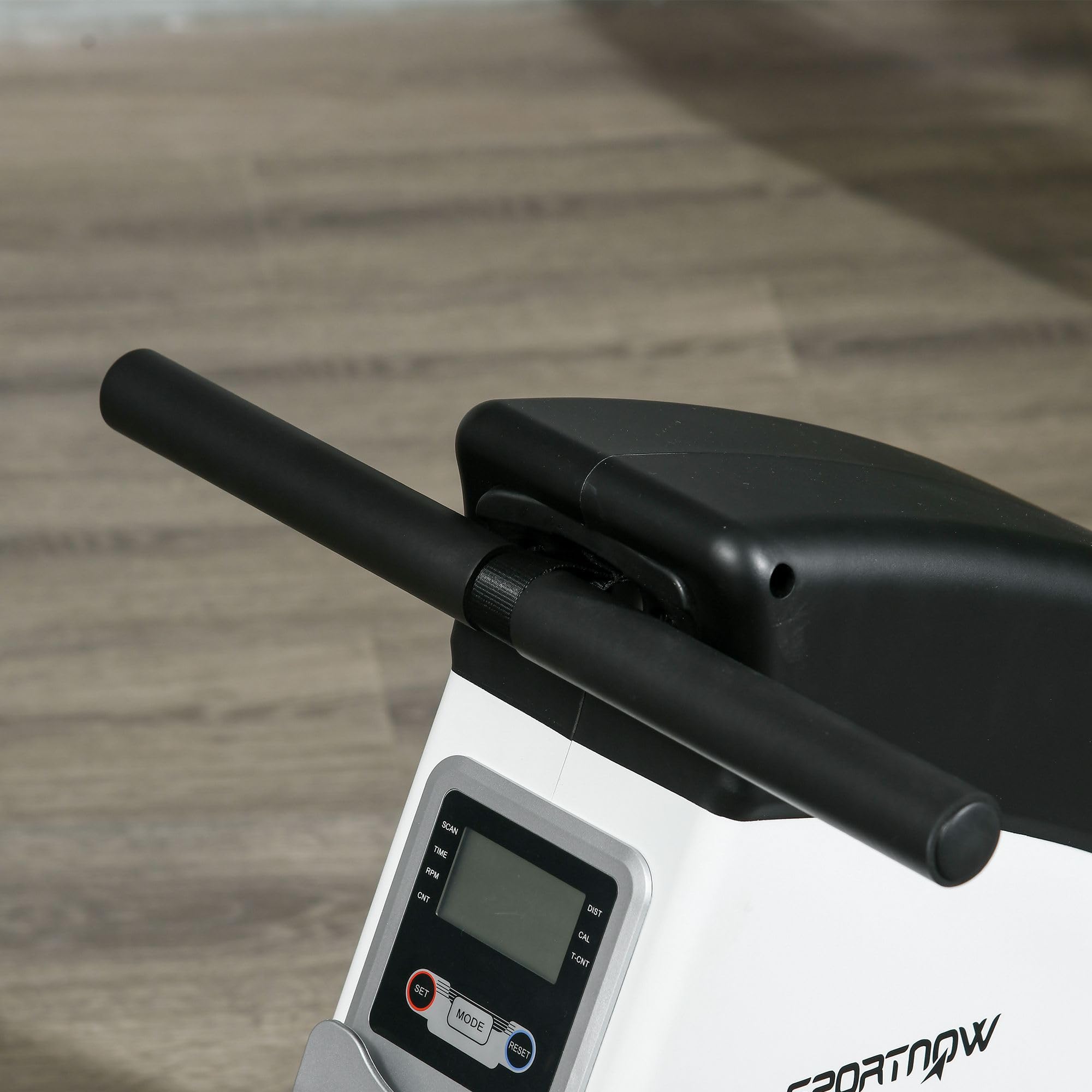 SPORTNOW Rameur d'appartement Pliable, Aosom.FR x FFHandball, avec freinage magnétique Silencieux, 8 Niveaux de résistance, écran Multifonction LCD, en Acier Noir Blanc