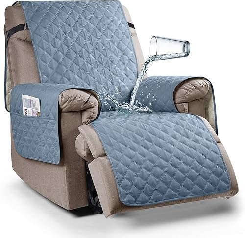 Ruaozz Funda para silla reclinable 100% impermeable, antideslizante, funda de asiento para silla reclinable, lavable, con correas elásticas para