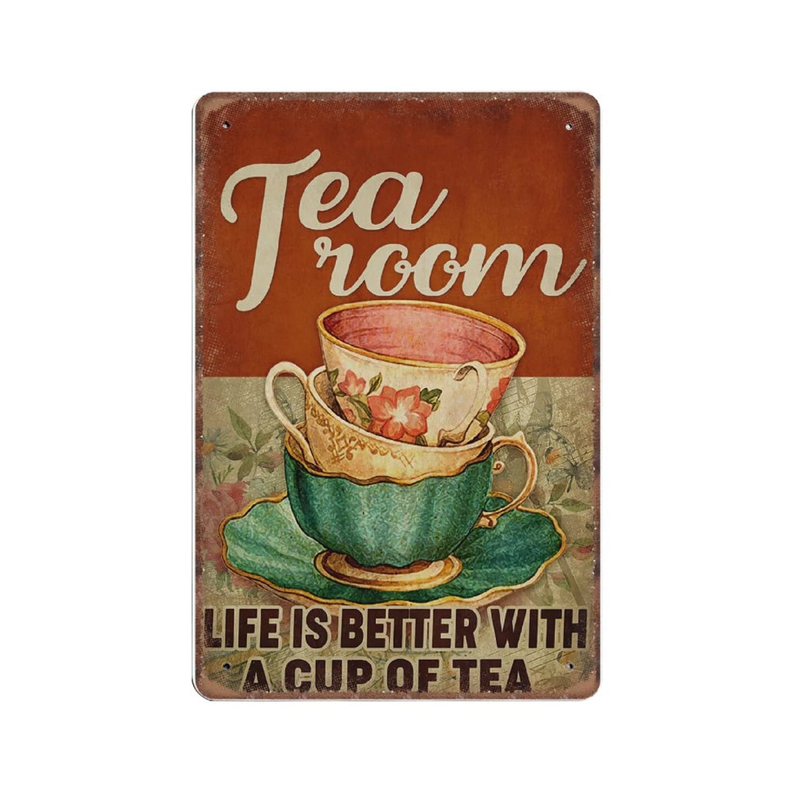 Gqwjksz Material_tin 9 Tea Room Tin Signs, Coffee Shop Decor Funny Vintage Metal Sign Plaqu Poster Wall Art Pub Bar Kitchen Garden Bathroom Home Decor, 20X30 Cm