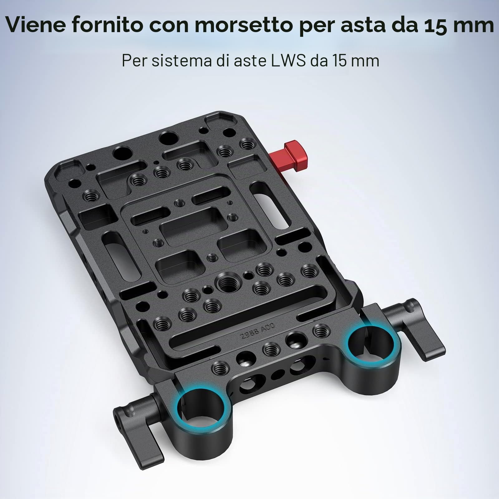 SMALLRIG Piastra Batteria con Montaggio a V con Doppio Morsetto per Asta da 15 mm - 3016