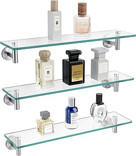 KES Glass Shelf for Bathroom, Floating Glass for Wall Shelves 20-Inch 3 ...