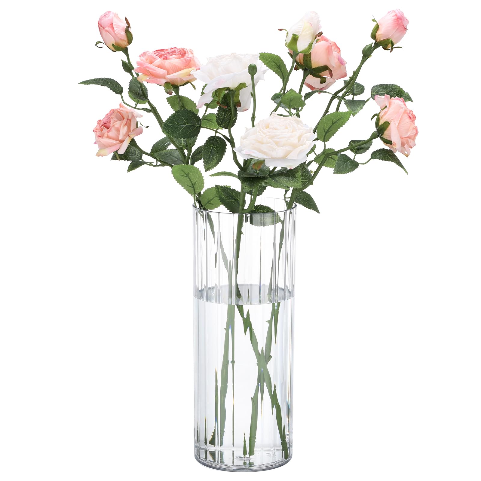 Segus Jarrones de Flores de Acrílico Transparente, 12 X 30cm Jarrón Cilindro, Floreros Decorativos Modernos, para Centro de Mesa Moderno para Hogar