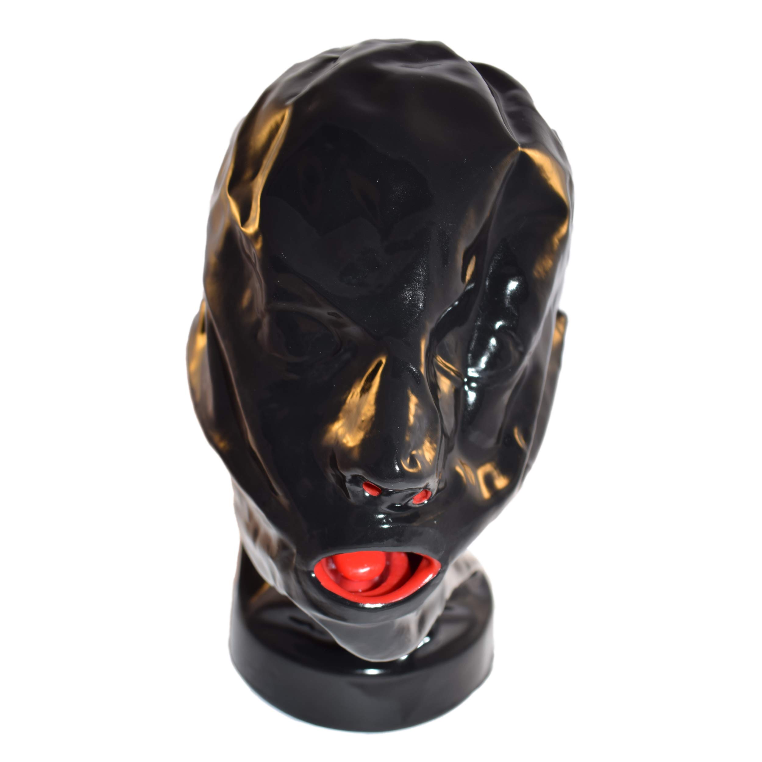 Rubberfashion Maschera in lattice - Maschera in lattice chiusa con rivestimento per bocca - Tubo nasale e cerniera Uomo e donna