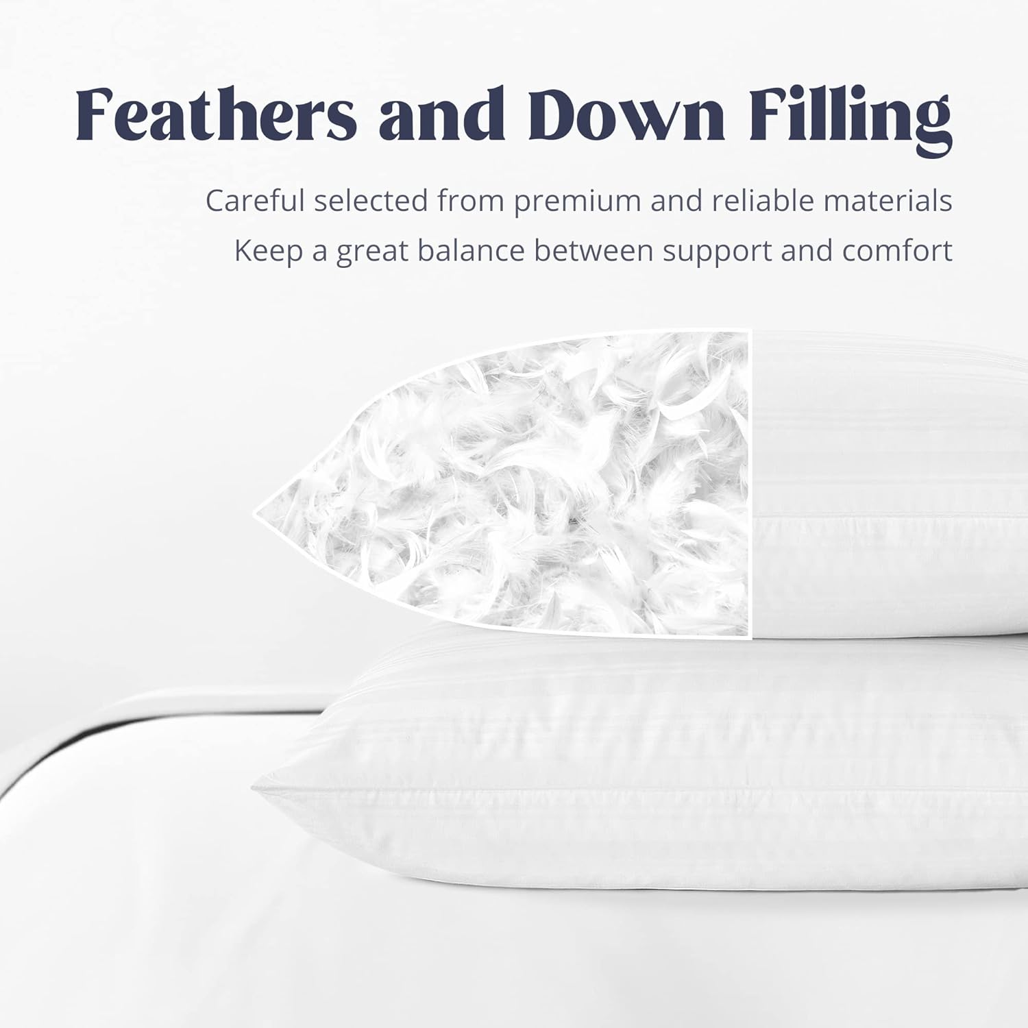 puredown Goose Down Feather Pillows Set of 2, Standard/Queen Size Bed Pillows for Sleeping with 100% Cotton Pillow Protectors : Home & Kitchen