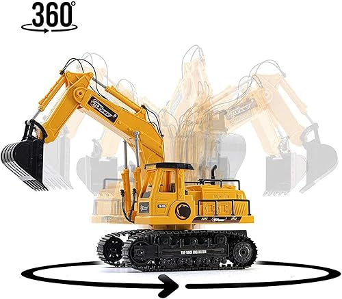 Miniatura 8 de Top Race Excavadora RC funcional completa de 7 canales tractor de construcción eléctrico con control remoto RC con luces y sonido TR-111