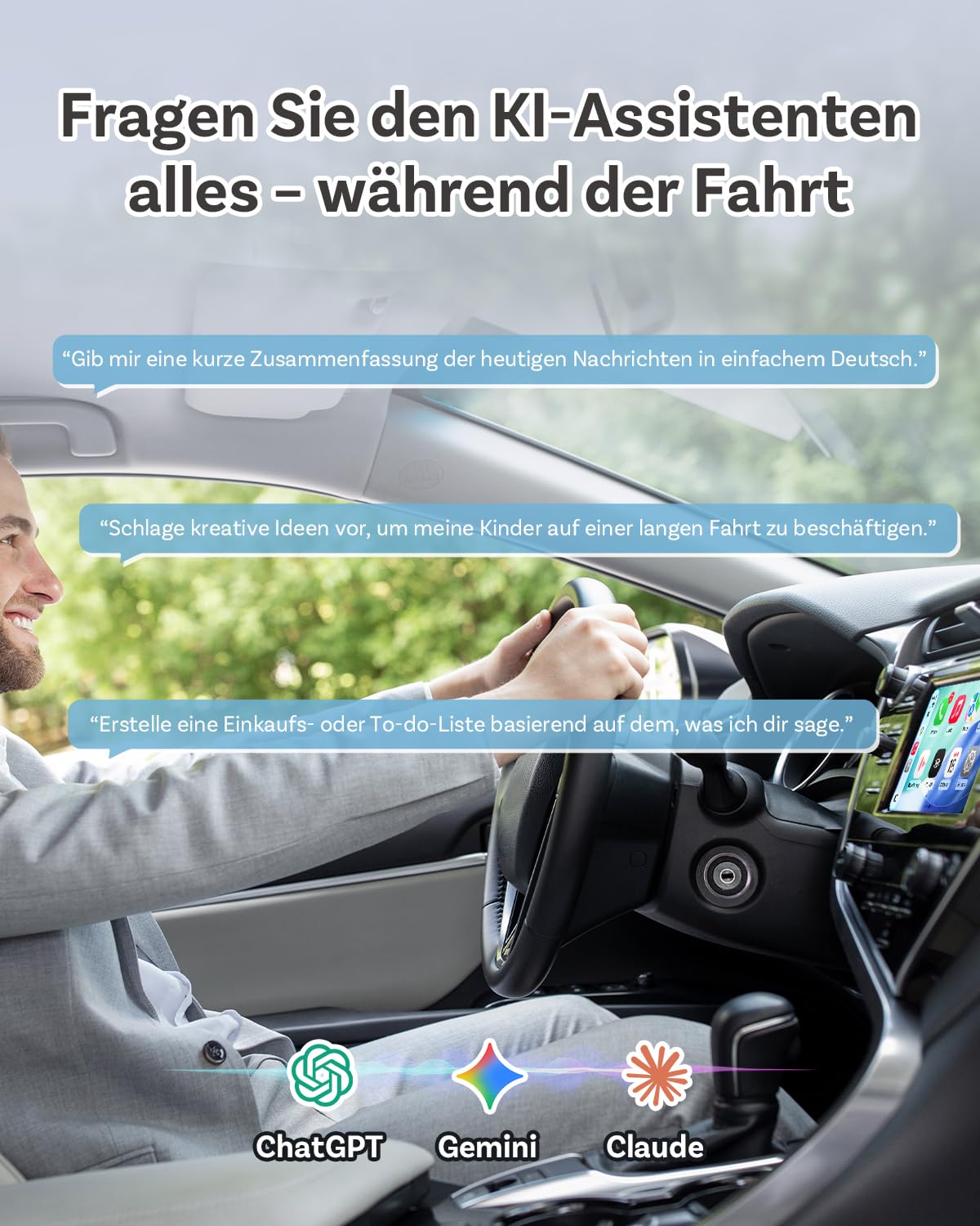 OTTOCAST 2 in 1 Wireless CarPlay und Android Auto Adapter, Mini Nova 2026 Ultra-Kompakter Kabelloser Adapter, Unterstützt ChatGPT Gemini, Plug & Play für kabelgebundene CarPlay/Android Auto Fahrzeuge