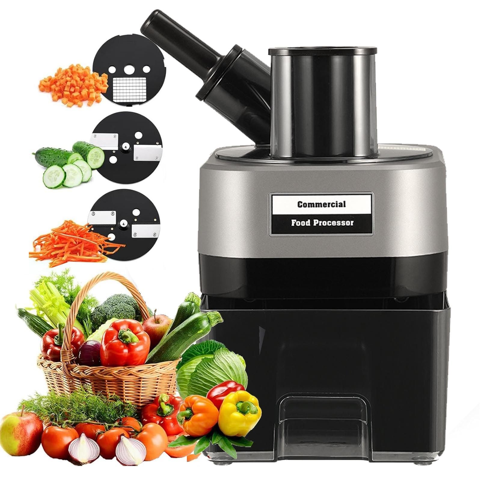Procesador De Alimentos EléCtrico 3 En 1: Cortador Verduras, Rebanador, Rallador | Cortador Verduras AutomáTico,Picador Comercial Verduras Y Frutas,para Cebollas,Patatas,Repollo Y LimóN B