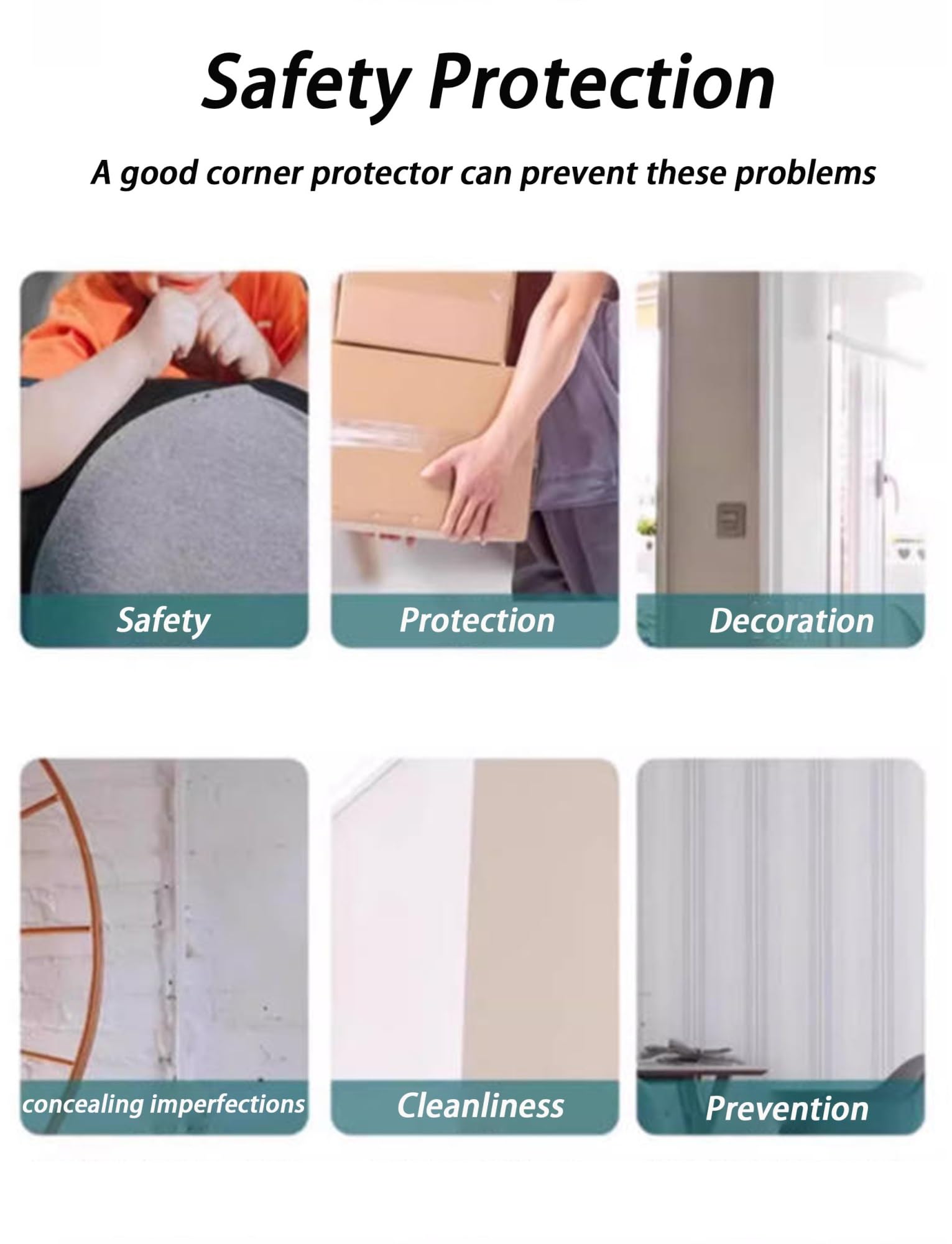 Genérico Protectores de Esquinas de Pared autoadhesivos de PVC de 90 Grados for Muebles, Puertas y mesas.(B-5pc,2.5X280cm)