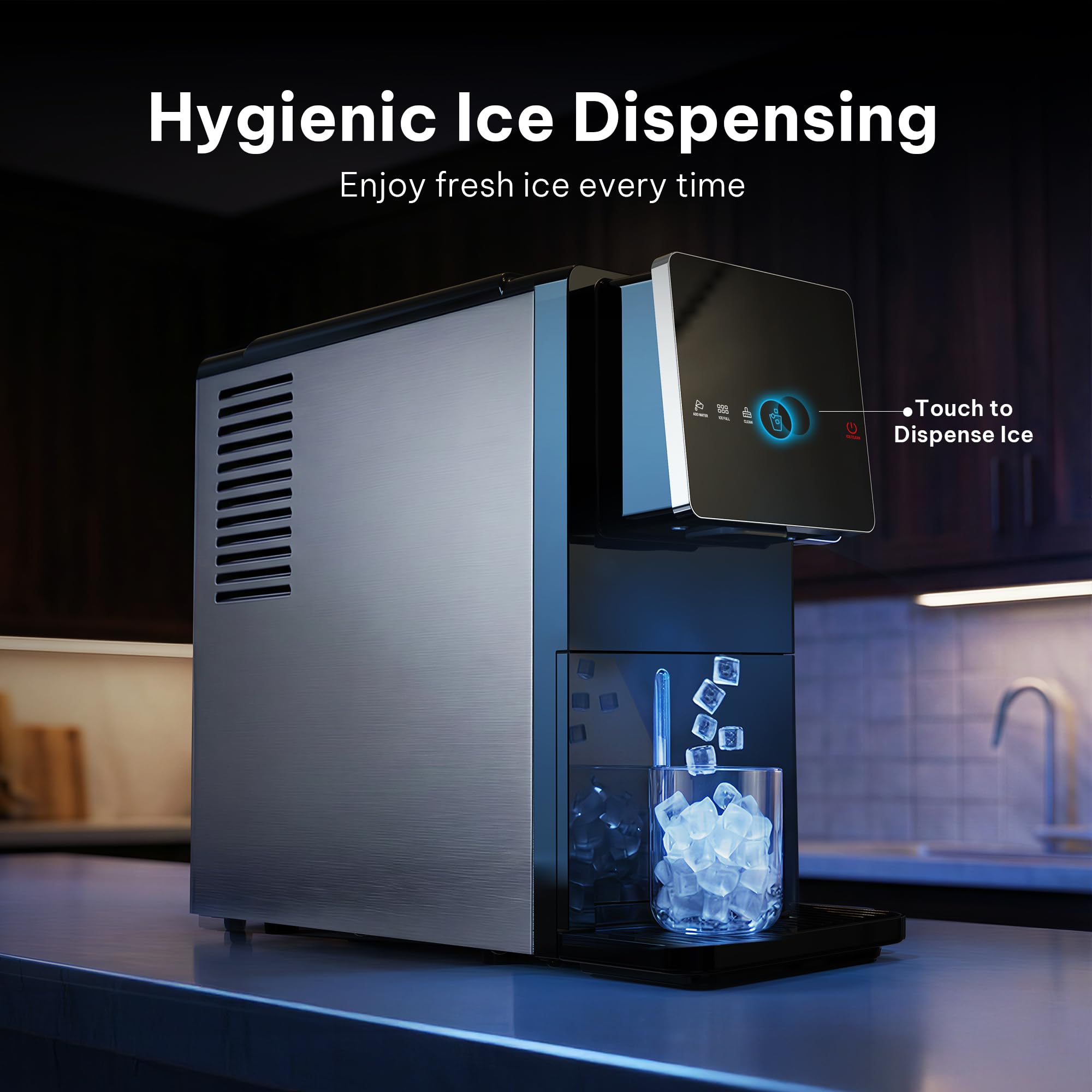 Silonn Nugget Ice Maker Countertop, Auto Drop Ice, Self Cleaning Ice Machine, 40 lbs/24H Soft Chewable Ice, Self Dispensing Nugget Ice Maker for Home, Kitchen and Party on Fridge.com