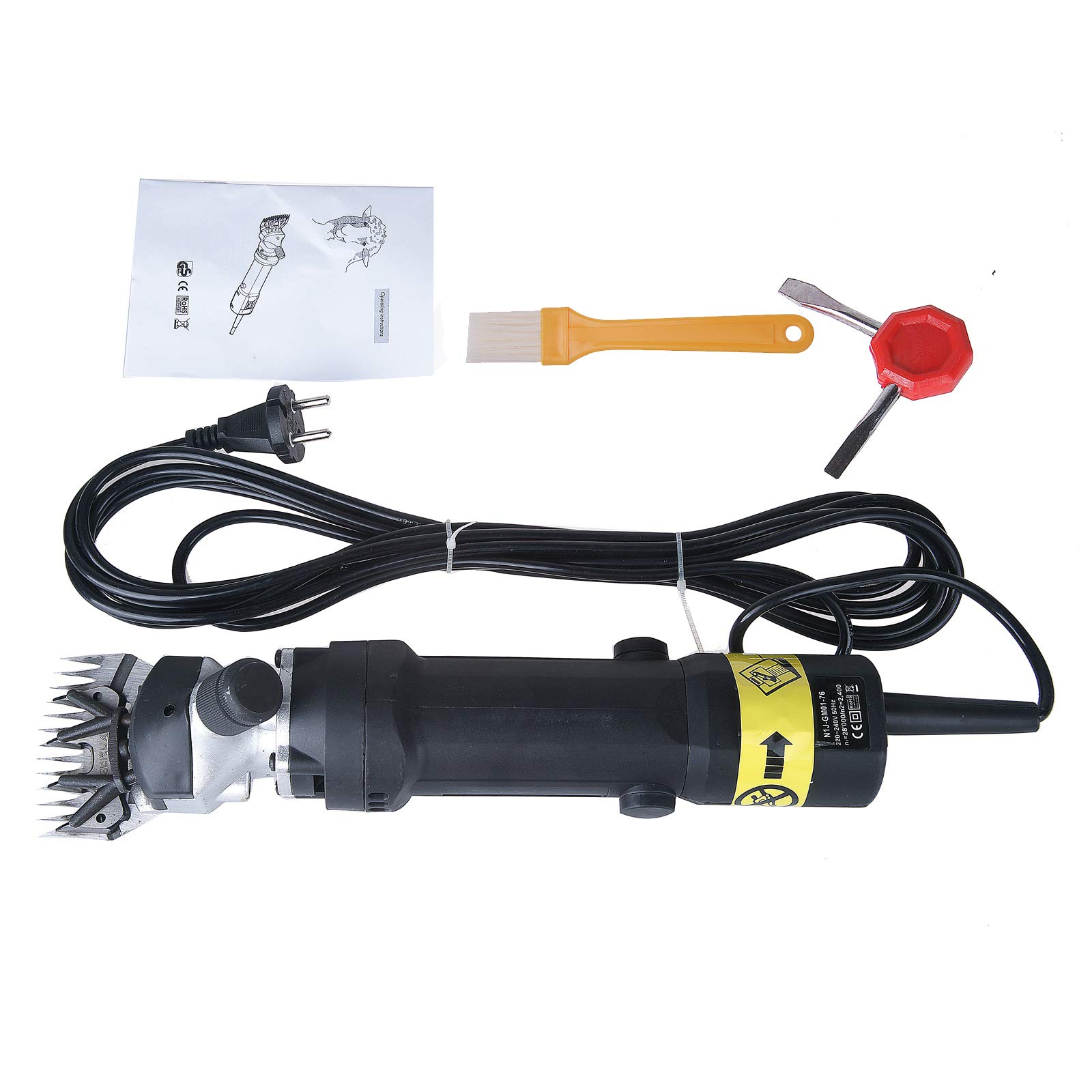 690W Maquina de Esquilar Eléctrica para Cuidado de la Oveja. Tijeras para Esquiladora de Lana. Ovino, Alpaca, 6 Velocidades, Ajustables (A-Negro)