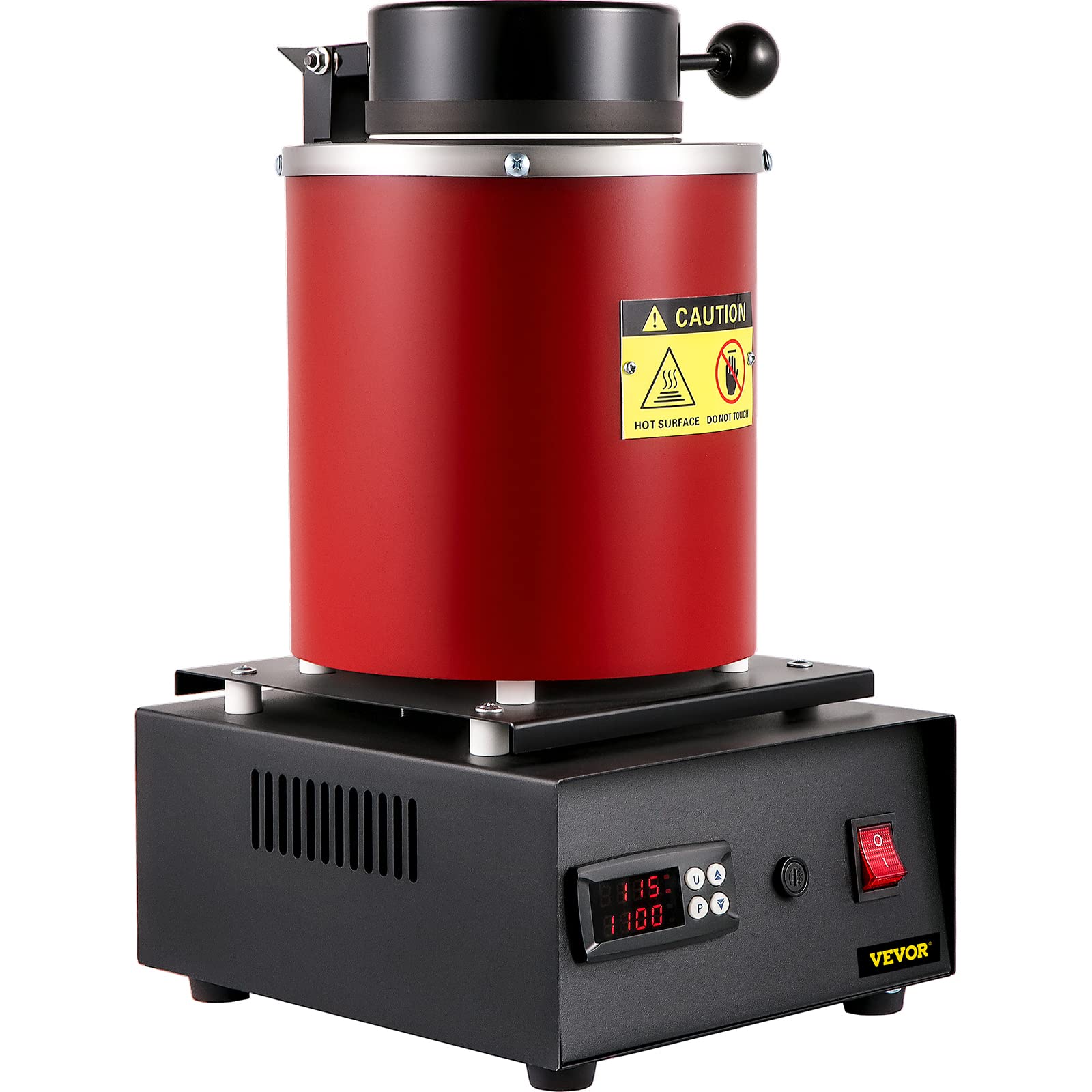 VEVOR Forno di Fusione per Oro 1350 W, Temperatura Max. 1150 ℃, Forno Fusorio Elettrico con Crogiolo in Ceramica da 3 kg, Matrice per Lingotti e Guanti, per Lavorazione di Oro, Argento