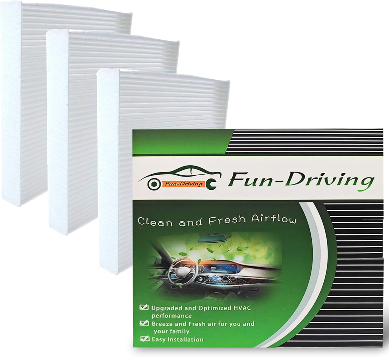 FUN-DRIVING 3 Pack White FD134 Cabin Air Filter,Replacement for 80292-SDA-A01,80292-SEC-A01,80292-T0G-A01