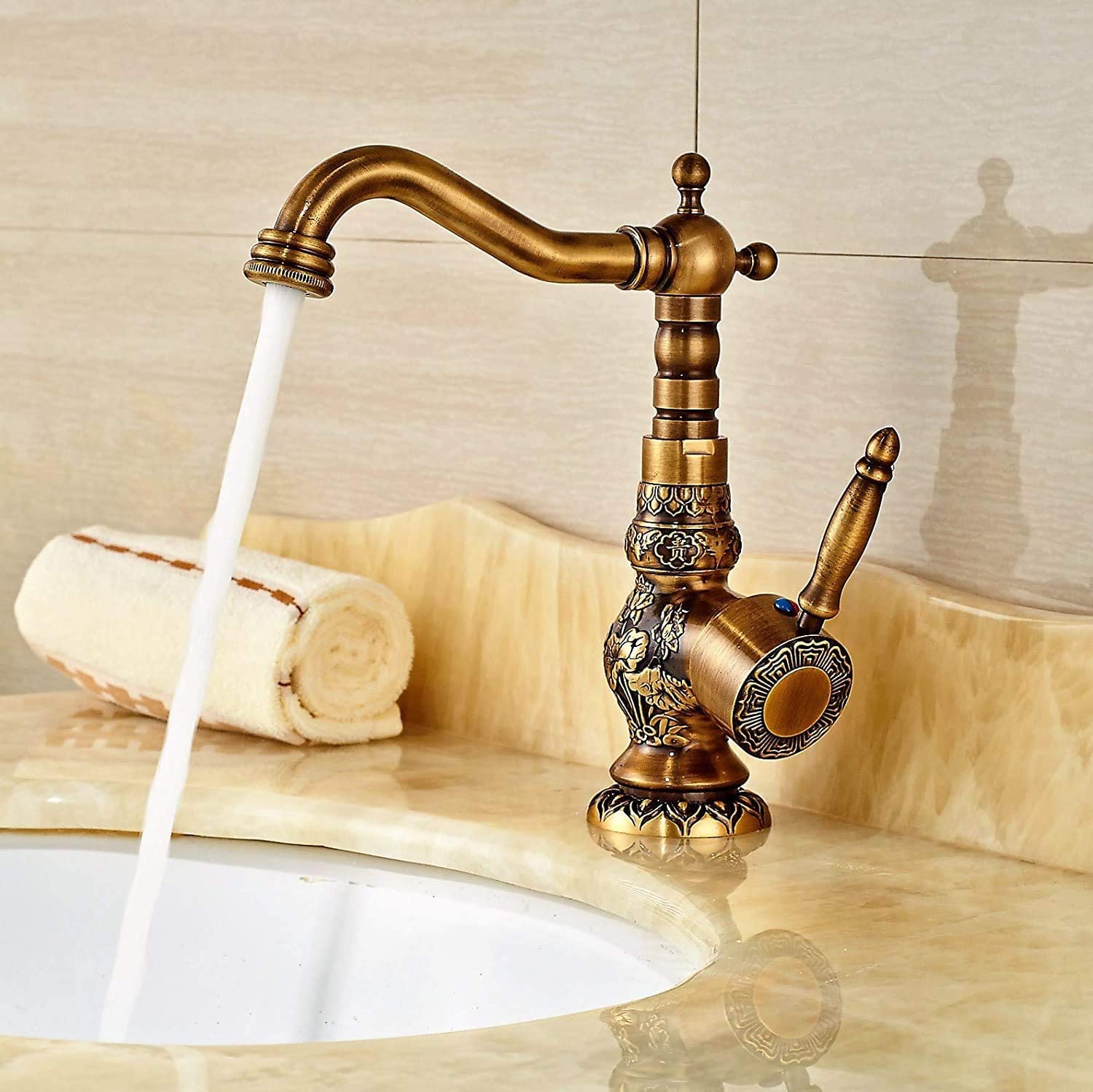Rubinetto per lavabo in ottone antico Rubinetto per lavabo alto | Leroy