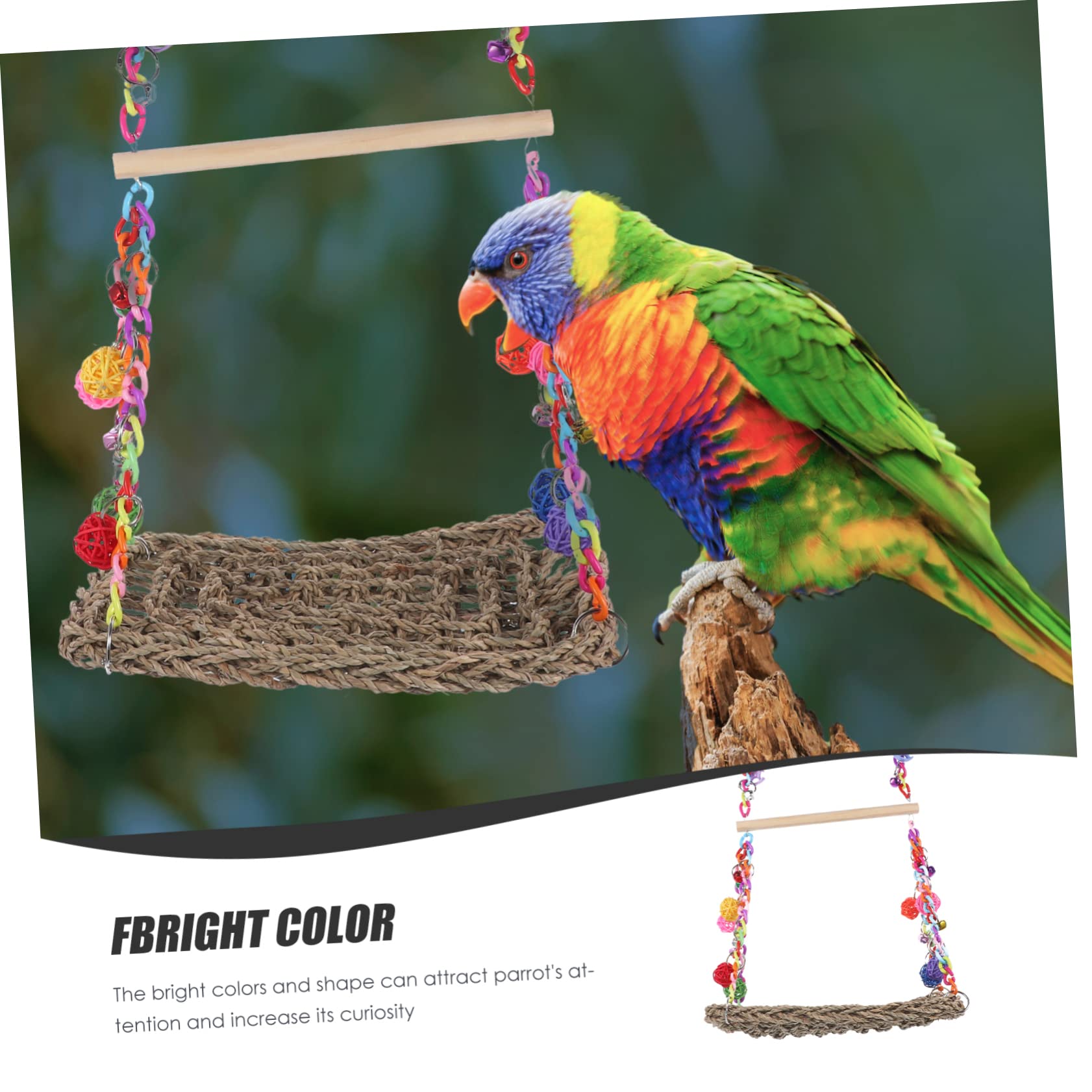 Altalena Giocattolo per Pappagalli Sospesa da Arrampicata | Fibre Naturali e Legno, Decorativa e Creativa, per Piccoli Animali e Parrocchetto