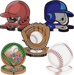 50 pcs Baseball Party Paper Plates - 9 Inches Baseball Gloves Helmet field Plate Decorations for Kids Birthday, Sports Theme Parties & Game Day
