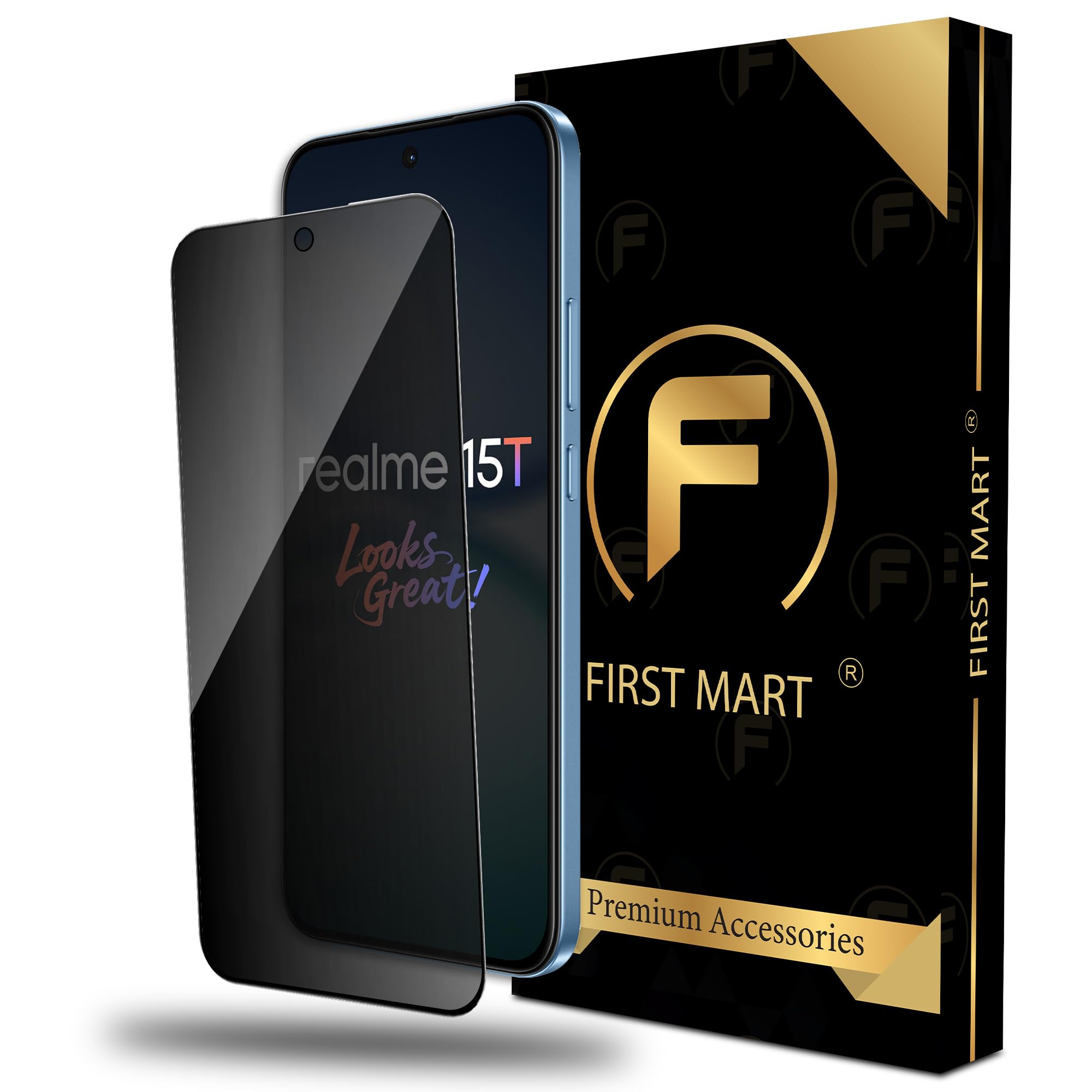 FIRST MART Military-Grade Privacy Tempered Glass for Realme 15T / Narzo 90 / Realme 16 (6.57 Inch) - 9H Screen Protector, Anti-Spy Protection, Scratch-Resistant, HD Clarity (1 Pack)-image-3