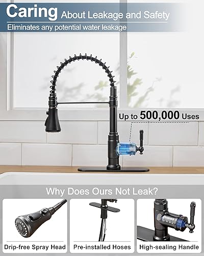 Miniatura 4 de Grifo de cocina de bronce aceitado de 3 agujeros o 1 agujero, rociador desplegable de 3 funciones, grifo de fregadero de cocina, grifo de fregadero