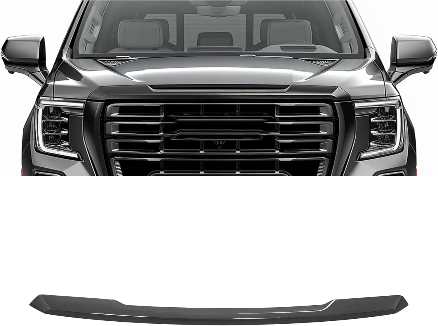 HECASA Front Upper Hood Molding Trim Compatible with 2021-2024 GMC Yukon XL Replacement for 84341123 GM1235133 Hood Panel Moulding ABS Plastic (Glossy Black)