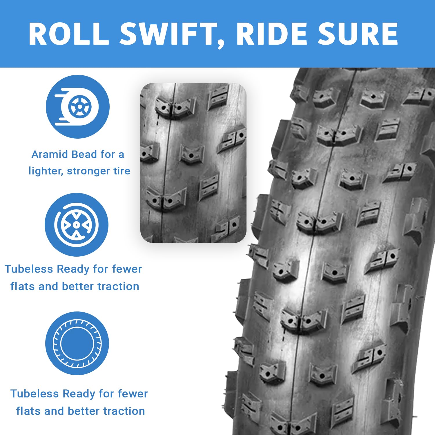 Terrene Johnny 5 Fatbike-Reifen 26 X 5 Zoll – 120 TPI, Schlauchlos, Für Winter & Gelände
