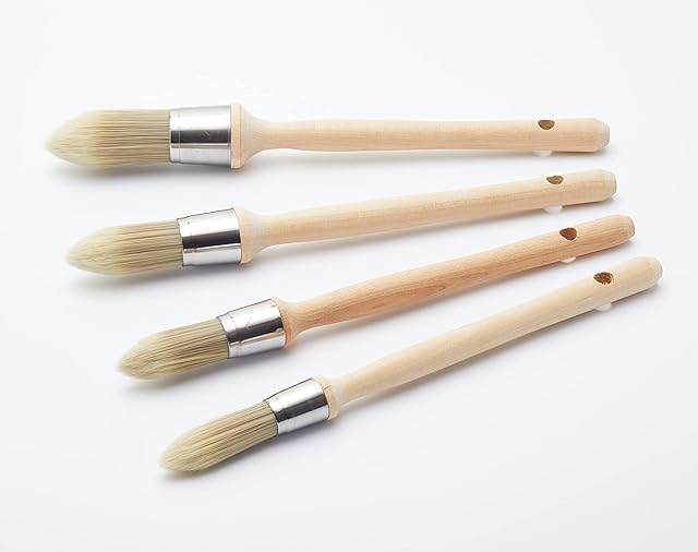 ProDec 4 piece Trade Professional Pointed Synthetic Sash Brush Set Ideal for Precise Painting of Sash Windows, Architraves and Other Curved, Moulded or Profiled Surfaces with Gloss and Satin Paints