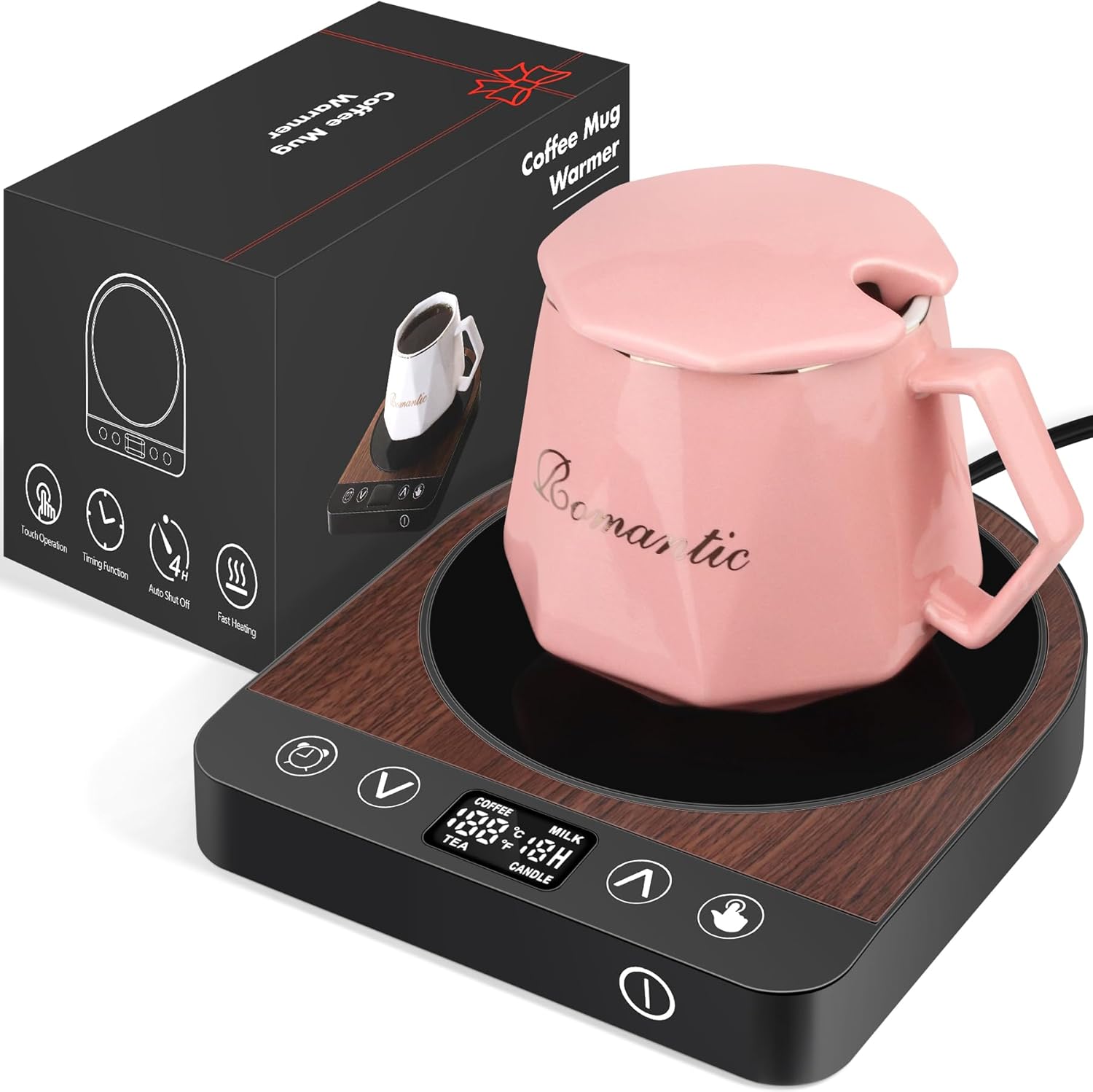 Firjoy Coffee Mug Warmer Set, 4 Hours Auto ShutOff