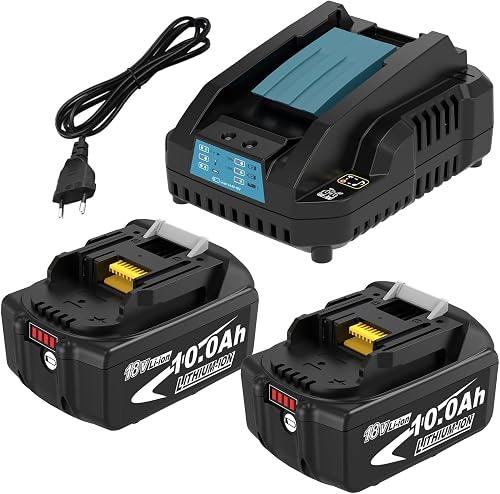 2Pack Batteries 18V 10,0Ah pour Makita BL1850B + 3A Chargeur pou 