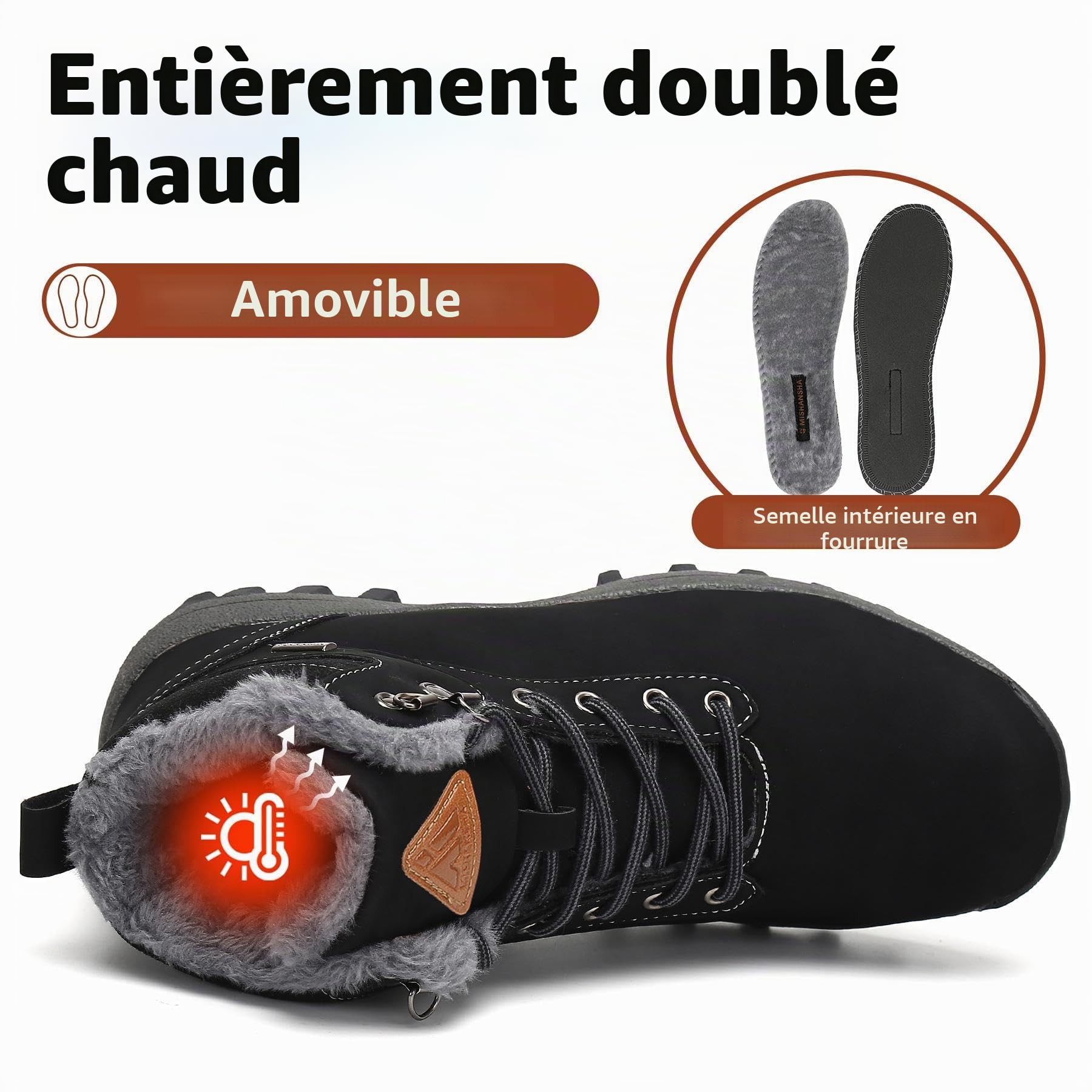 Mishansha Homme Femme Bottes de Neige Hiver Randonnée Chaussures Trekking Imperméable Outdoor Boots Taille 36-48 EU