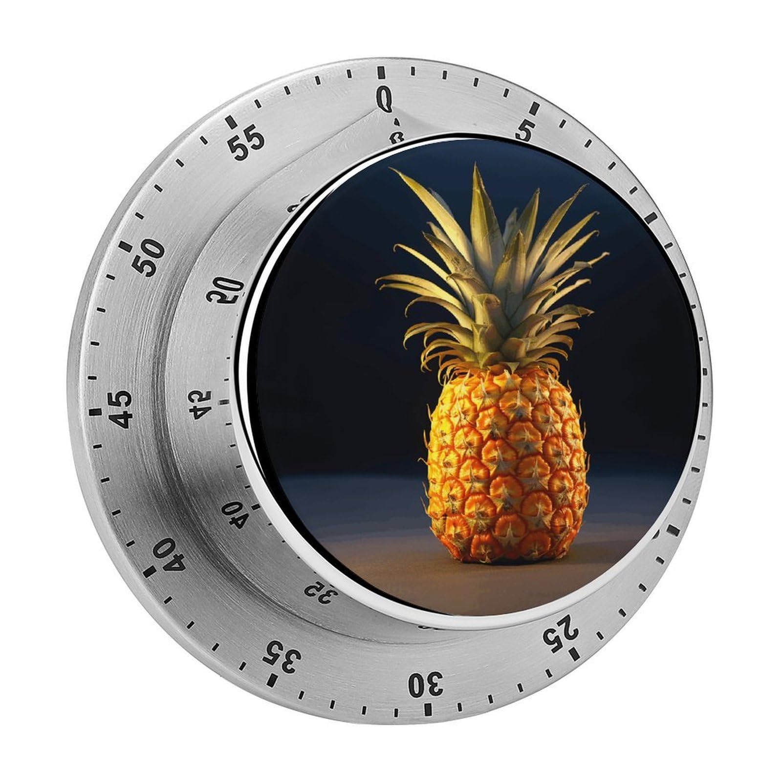 Pineapple Fruit Timer Exquisite Stainless Steel Magnetic Timers Waterproof Durable Mechanical Countdown Countup for Loud Alarm for Baking Grilling Studying