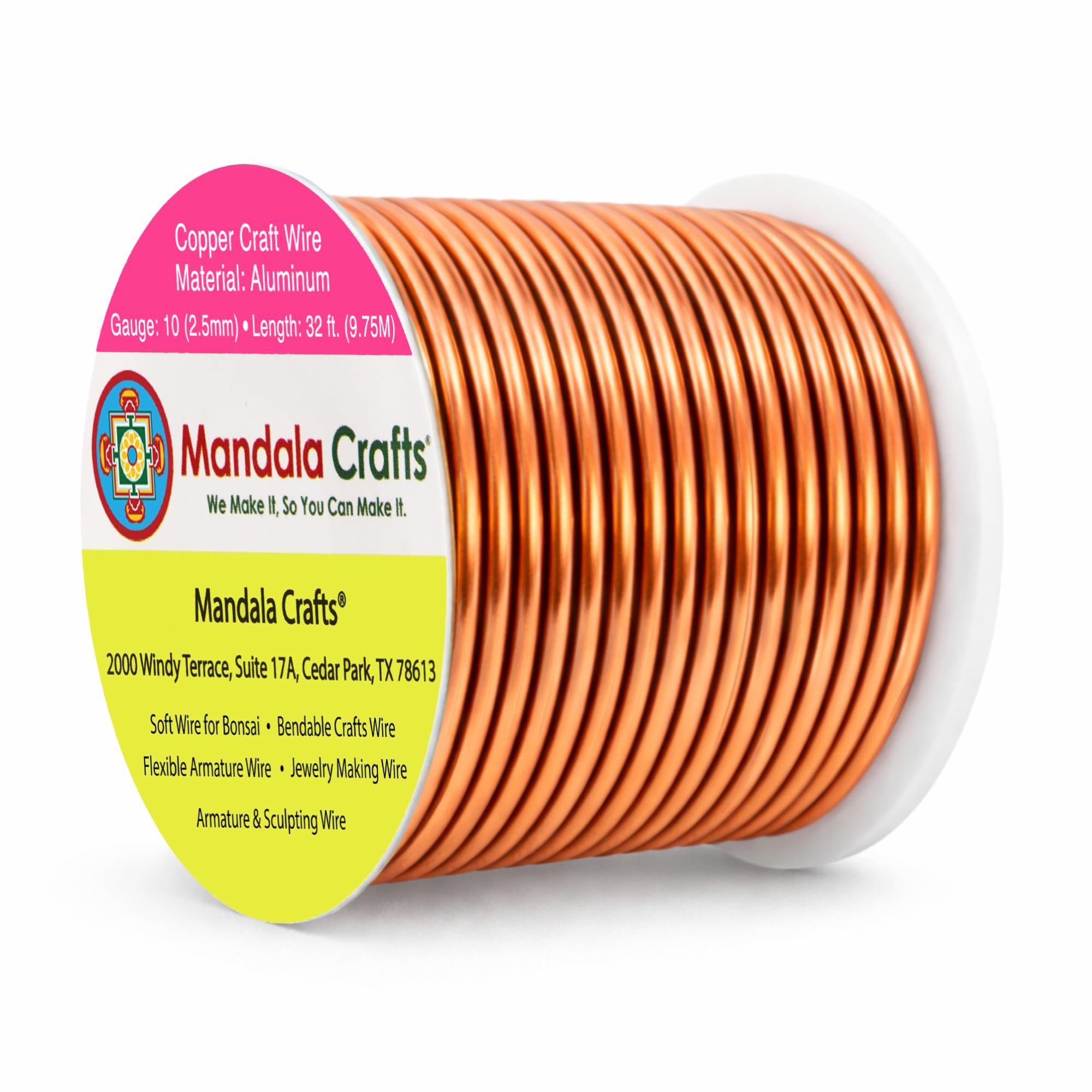 Mandala Crafts 10 Gauge Copper Tone Anodized Aluminum Craft Wire, 32 FT