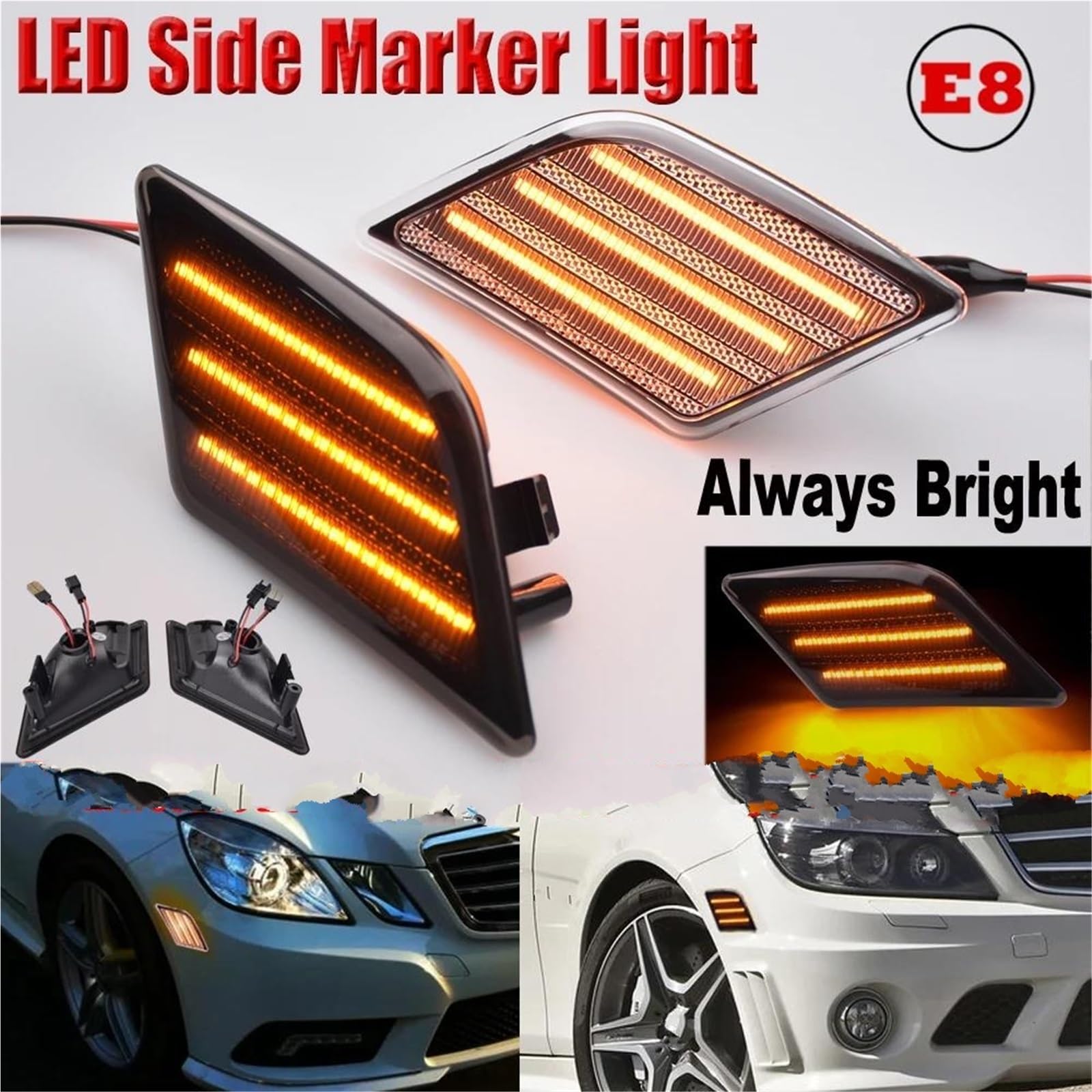 Luz Indicadora Luz LED De Posición Lateral Para Mercedes Para Benz Clase C W204 C250 C300 C350 C63 Para AMG Sedán Coupé 2008-2011 Indicadores Señal Giro Led(Crystal)