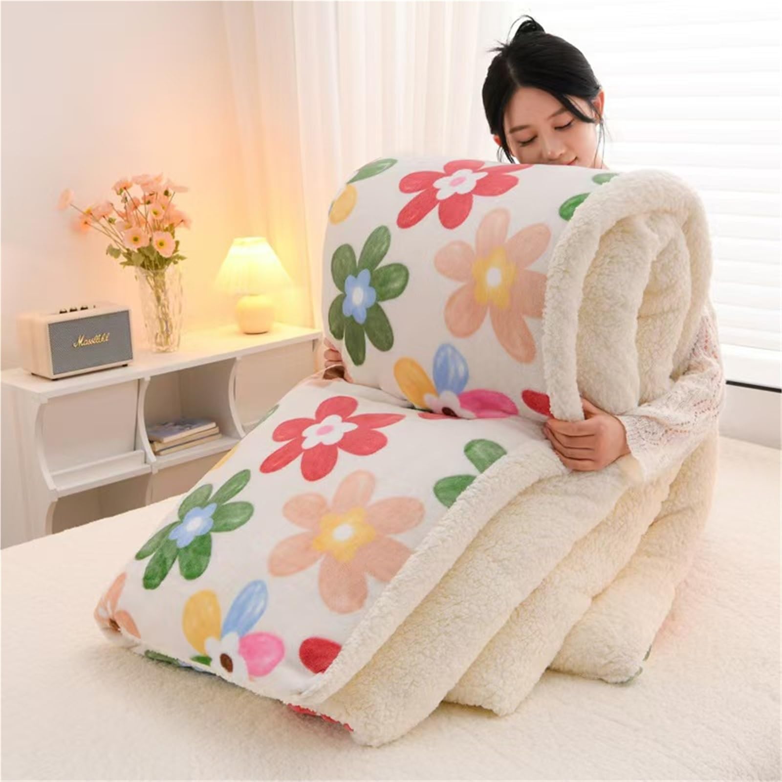 Thickened Super Soft Milk Velvet Winter Quilt，Breathable Super Warm Cashmere Bed Comforter, Double-Sided Velvet Thickened Autumn Spring Plush Comforter Core(Color6,150 * 200cm (3kg))