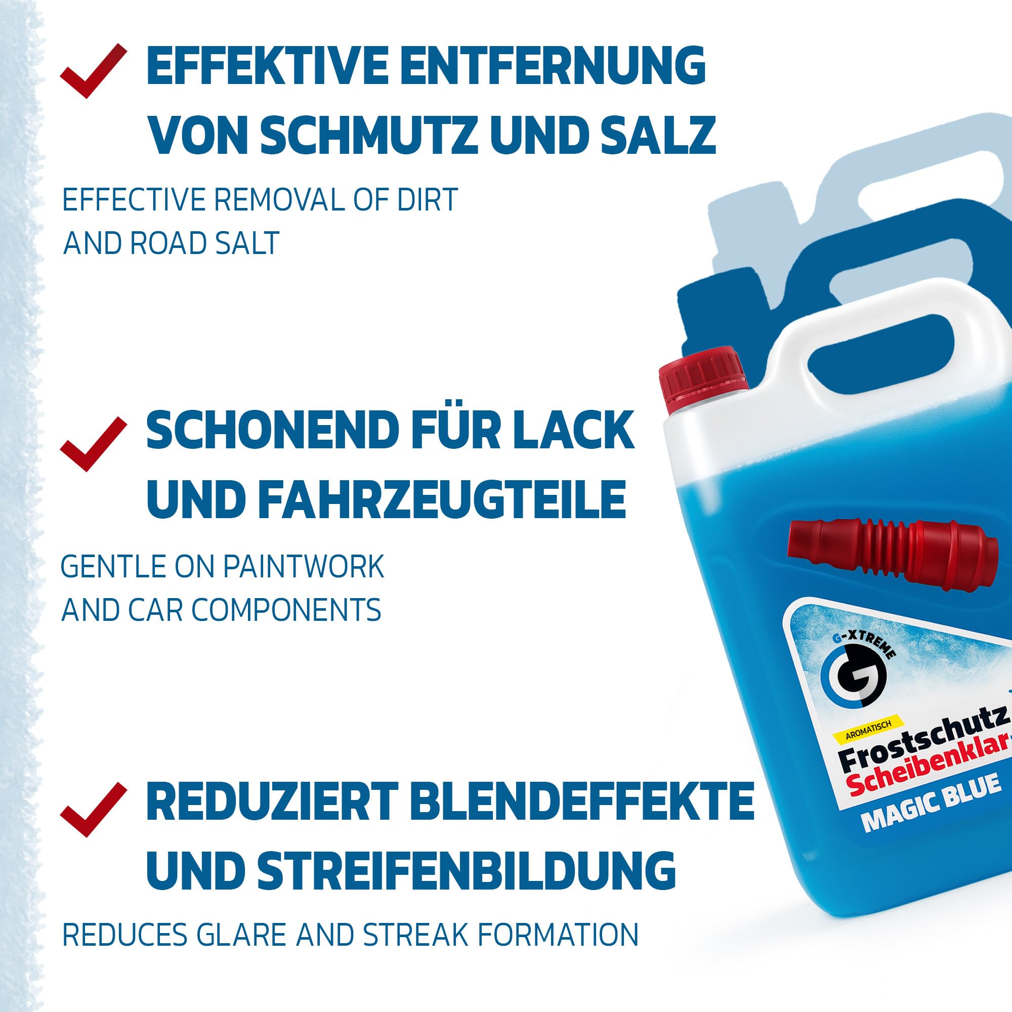 Gamix Scheibenfrostschutz mit Magic Blue Duft | Schlierenfreier und effektiver Scheibenreiniger für den Winter | Gebrauchsfertige frostschutzmittel scheibenwaschanlage | 4x5L = 20L