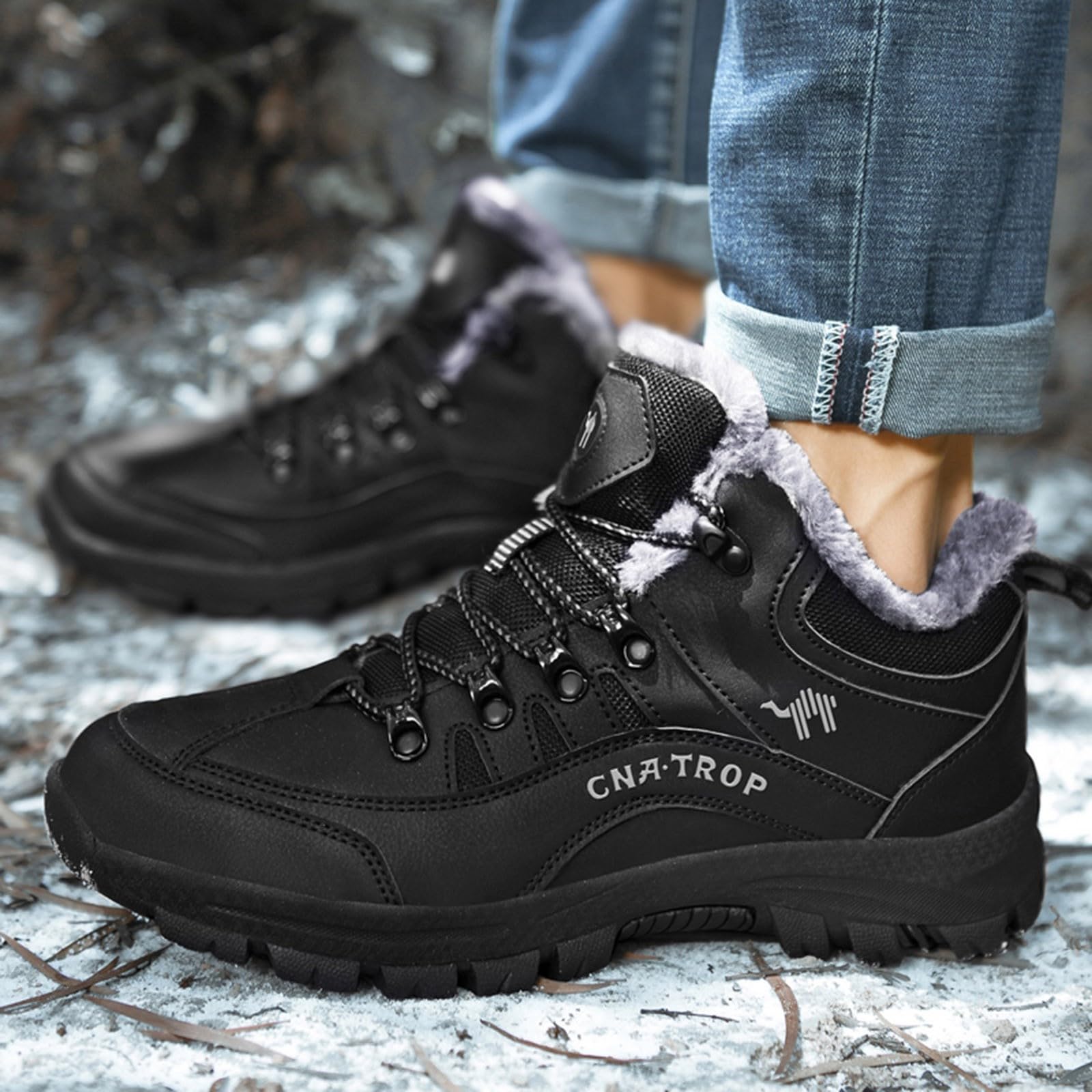Zapatillas Trekking Hombre Verano Zapatos de Senderismo de algodón con Cordones para Deportes de Ocio de Invierno para Hombre Botas de Nieve Gruesas cálidas y de algodón