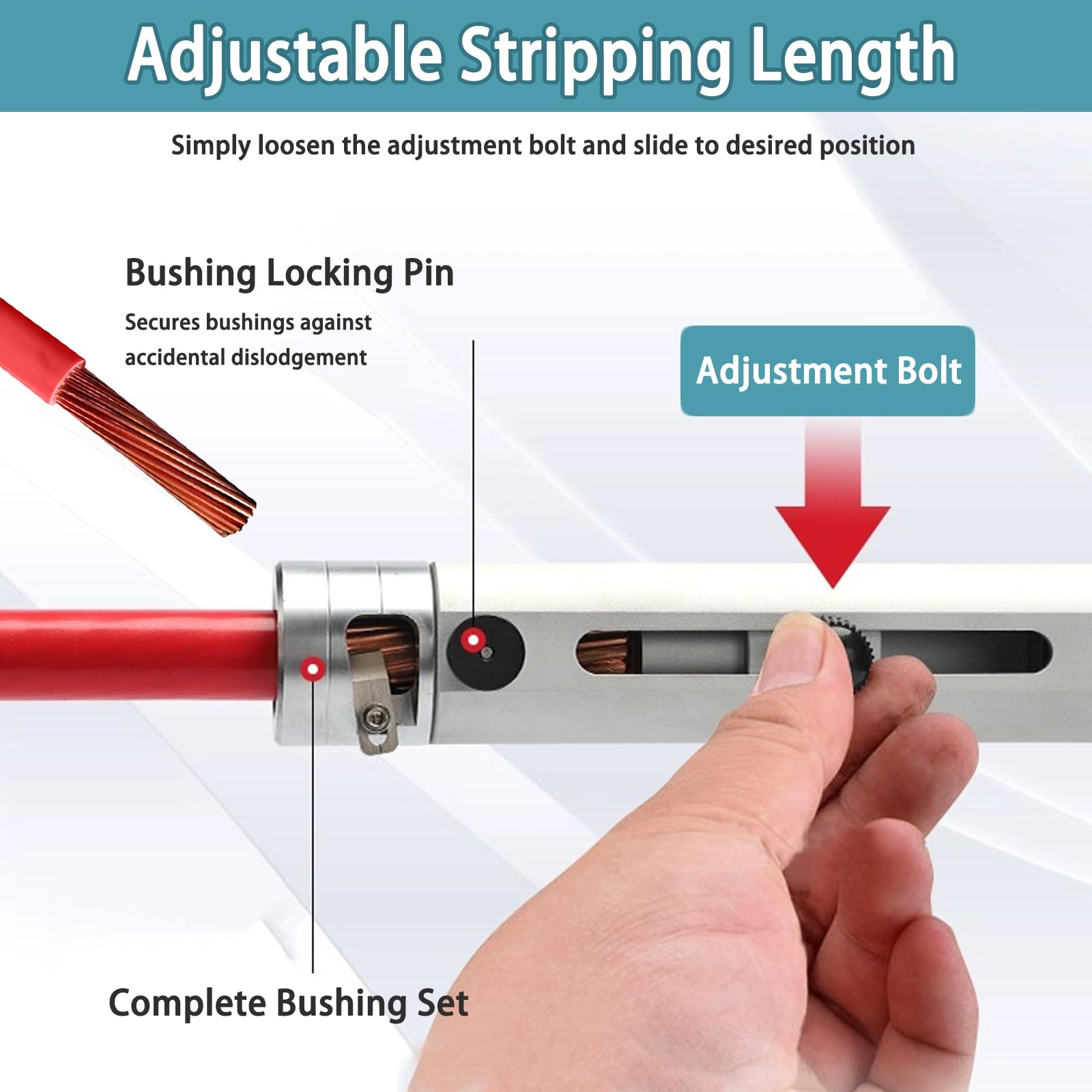 Máquina pelacables automática, pelacables inalámbrico con luz, 8-600 AWG, 2 velocidades ajustables para reciclaje de alambre de cobre, diseño de hoja de seguridad