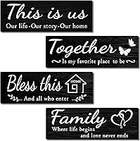 Vista 1 de 4 letreros de decoración de pared para el hogar, IDATOO decoraciones colgantes de madera rústica para sala de estar con frases THIS IS