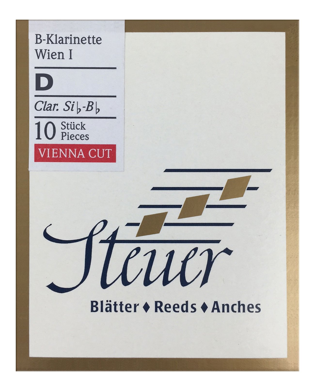 Steuer - Canas Clarinete en Sib Solo White Line, corte vienés, caja de 10, fuerza Re