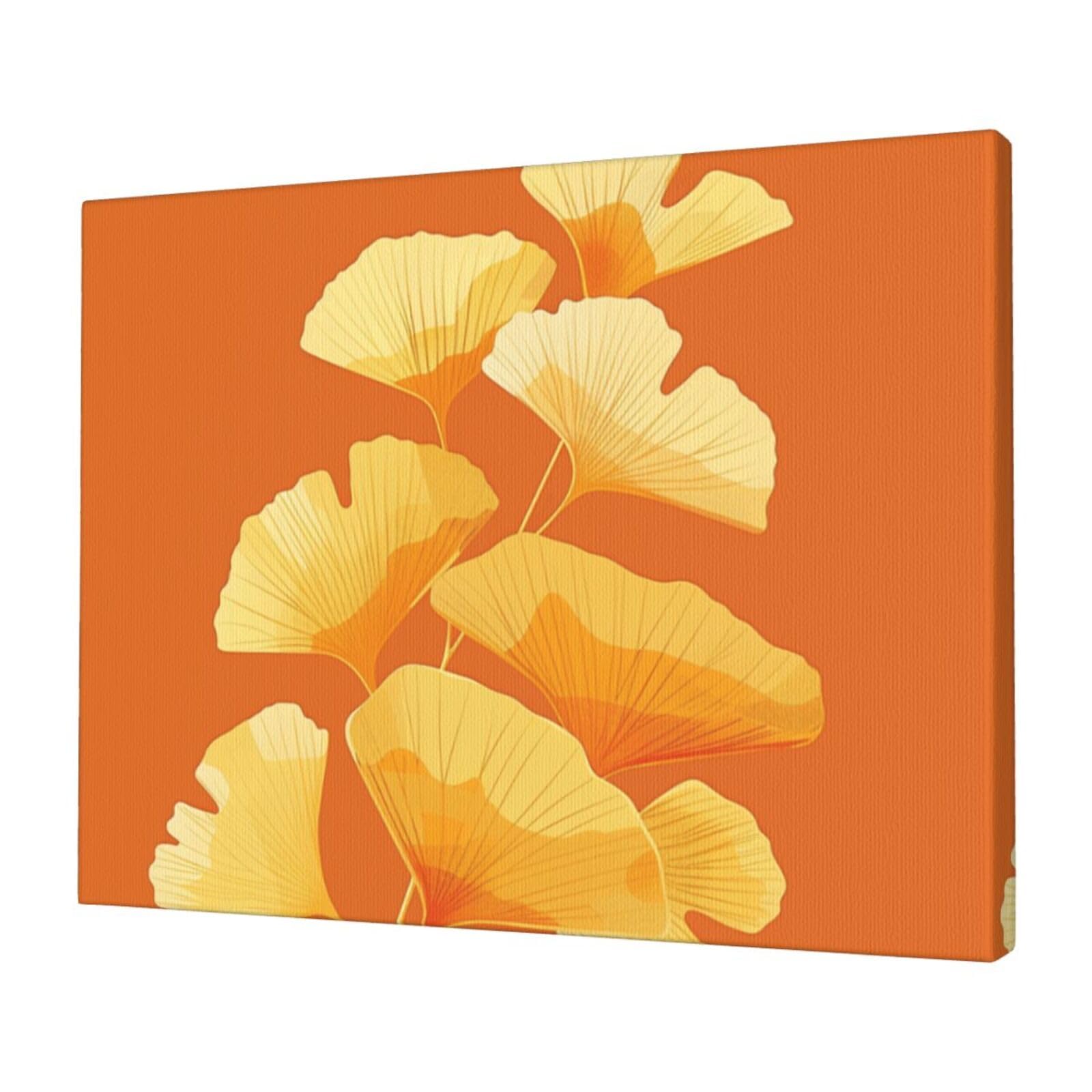 KLOPH Ginkgo Leaf Art Canvas Wall Art for Living Room 12"x16" Modern Artwork Painting for Bathroom Hanging Canvas Prints Aesthetic Wallart for Bedroom Kitchen Office Wall Decor