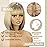 WERD Short Blonde Bob Wig for Women Light Brown Bob Wigs with Bangs mixed Blonde Highlights Wigs for Daily Use Cosplay