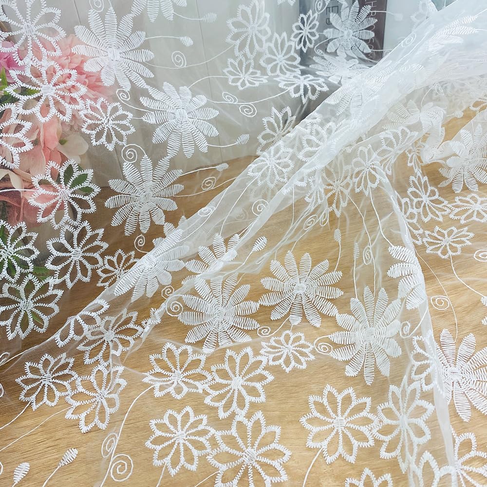 Amazon | koundeneko オーガンジー 生地 布 花柄刺繍 レース生地