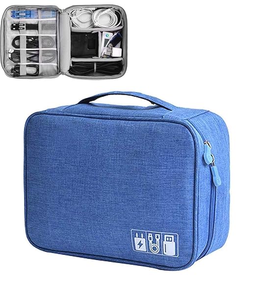 SAMEZONE Electronics Accessories Organizer Bag Travel Padded Gadget Bag Cable Organisers Pouch Carrying Case for Chargers, Hard Disk, Adapters, USB Cables, and Power Bank (Multicolor)