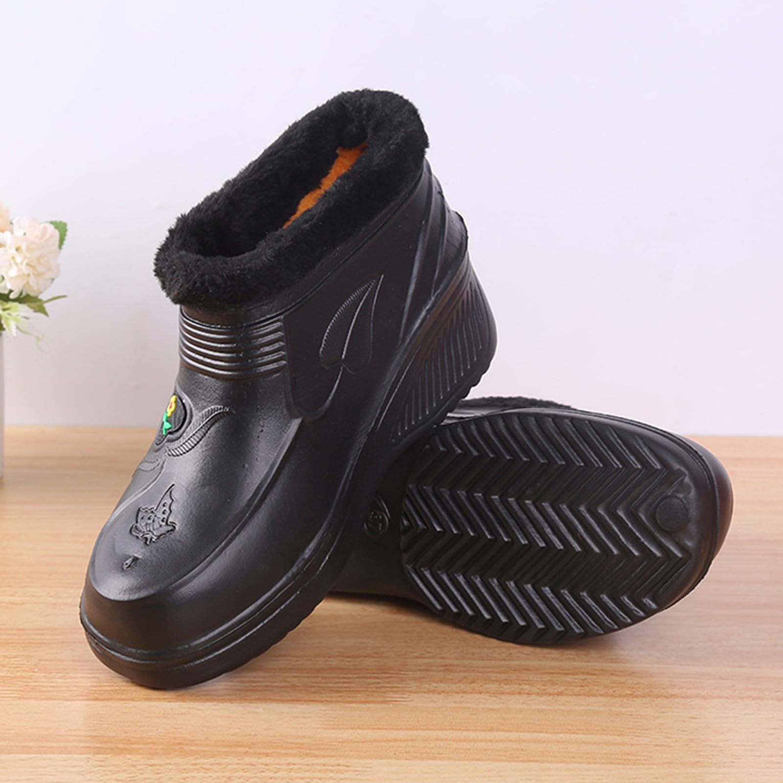 Botas de goma para mujer, forradas, botas de lluvia, botas de goma, antideslizantes, zapatos de lluvia, botas de lluvia, botas de goma cortas, botas de goma impermeables, botines de invierno, botas de