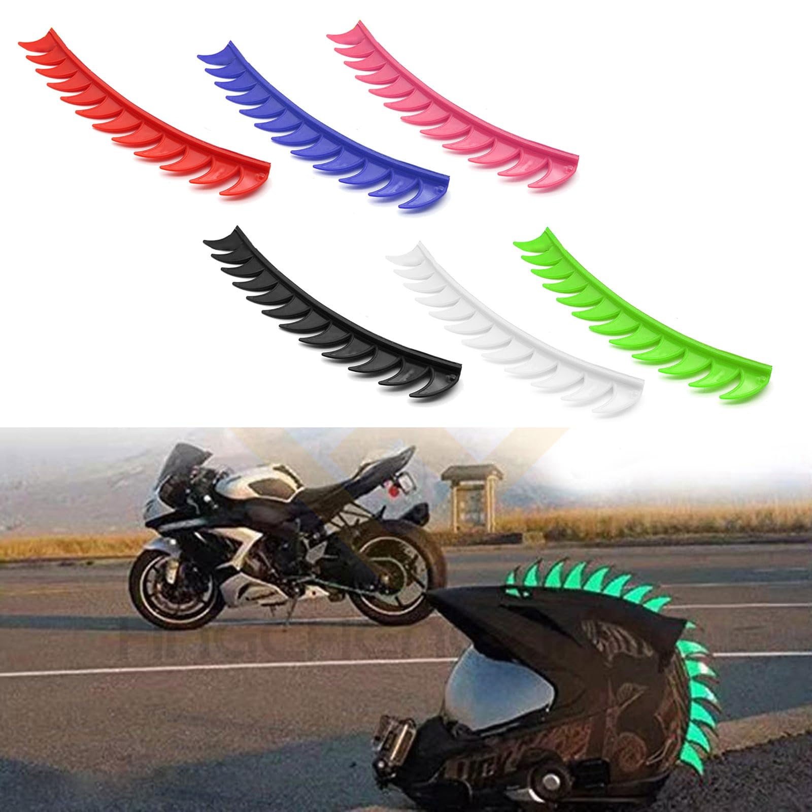 Montesy Rubber for Scootor Dirt Bike Motocross Bikes Helmet Mohawks Spikes Motorcycle Helmets Mohawk-Sticker 6 Color Reflective