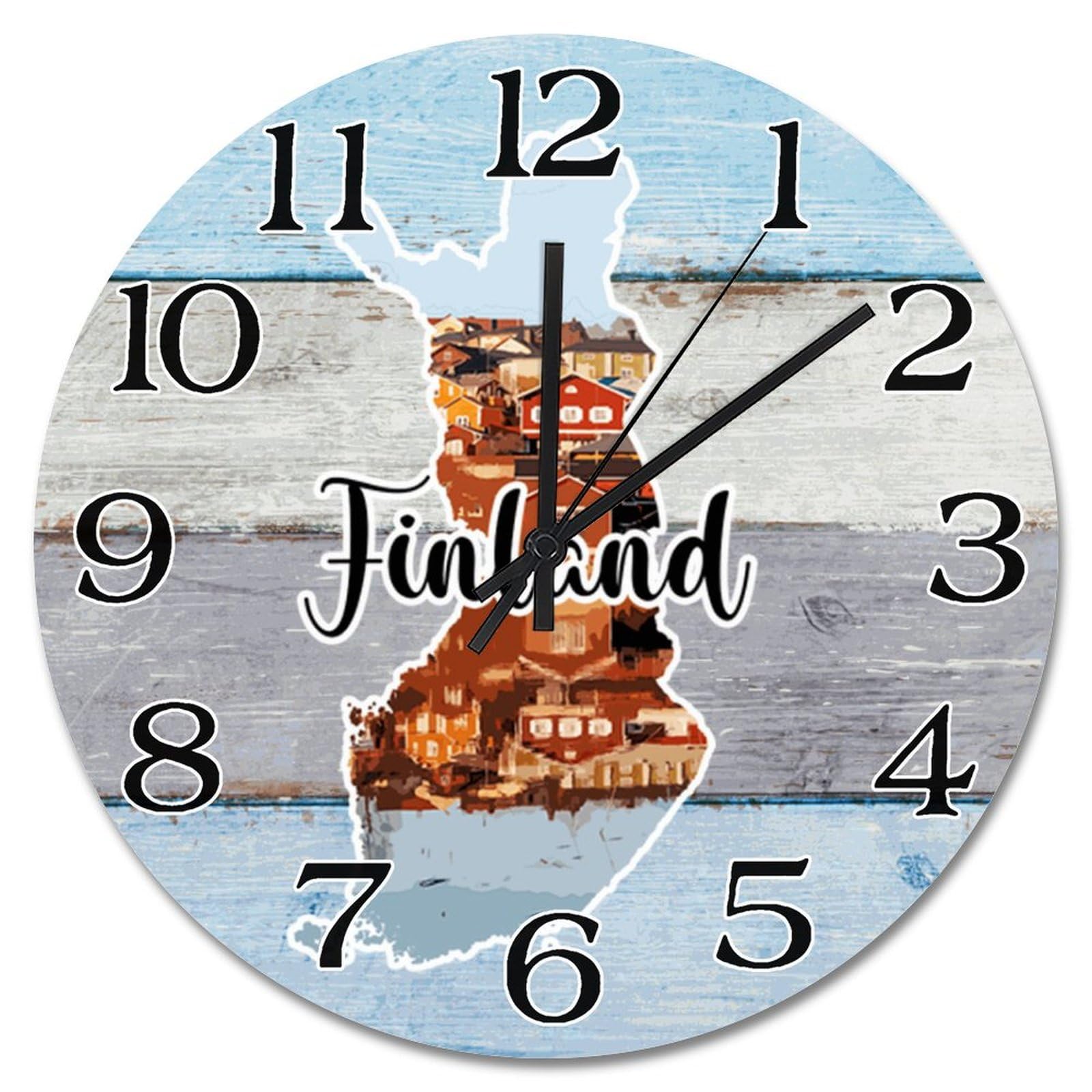 Horloge murale Finlande silencieuse pour salon et bureau nordique