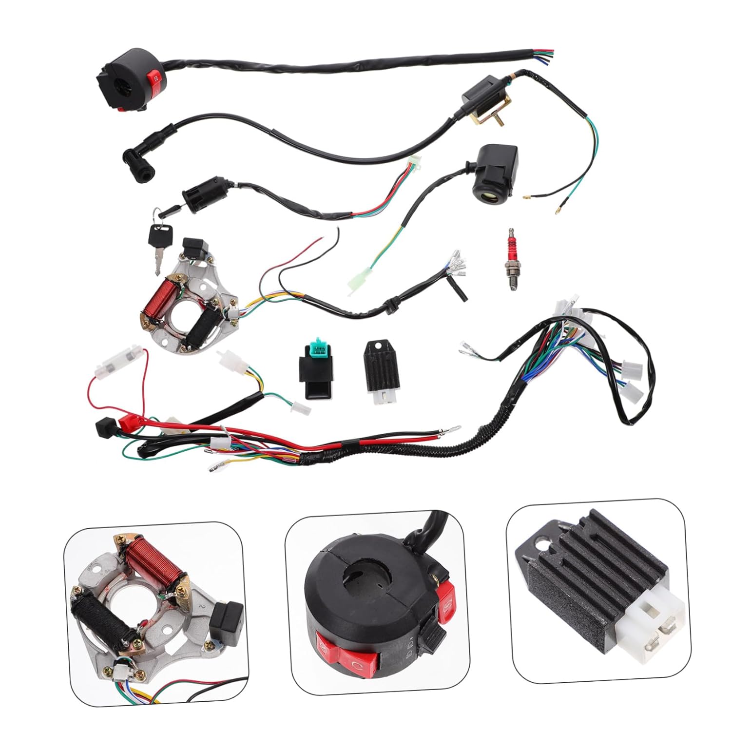 OUNONA ATV Replacement Wiring Harness ATV Wire Harness Kit Motorcycle Parts Easy Install