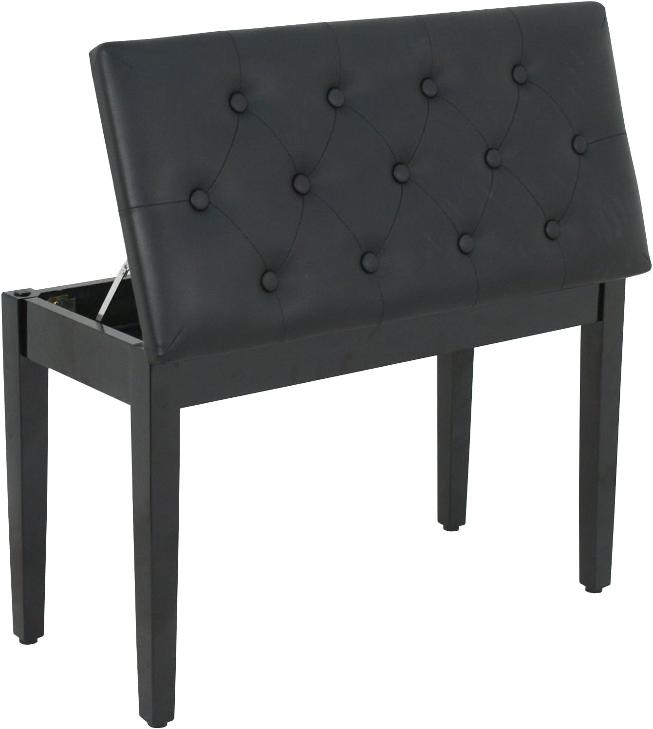 Smartxchoices 30''Lx 20''H Duet Piano Bench with Music Sheet Storage Padded Cushion Leather Stool Seat for Keyboard Black Solid Wood Ebony